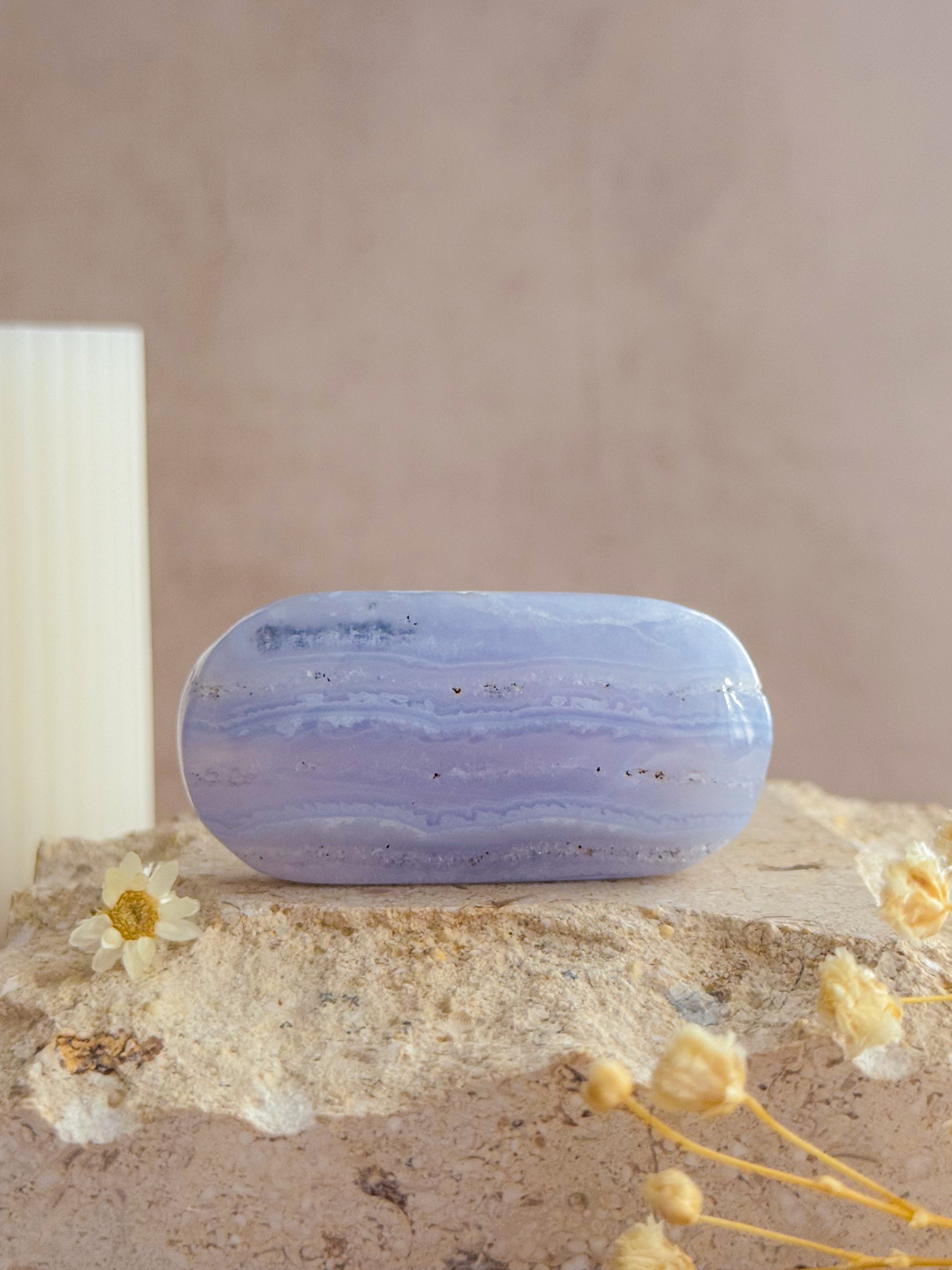Blue Lace Agate Palmstone | Namibia