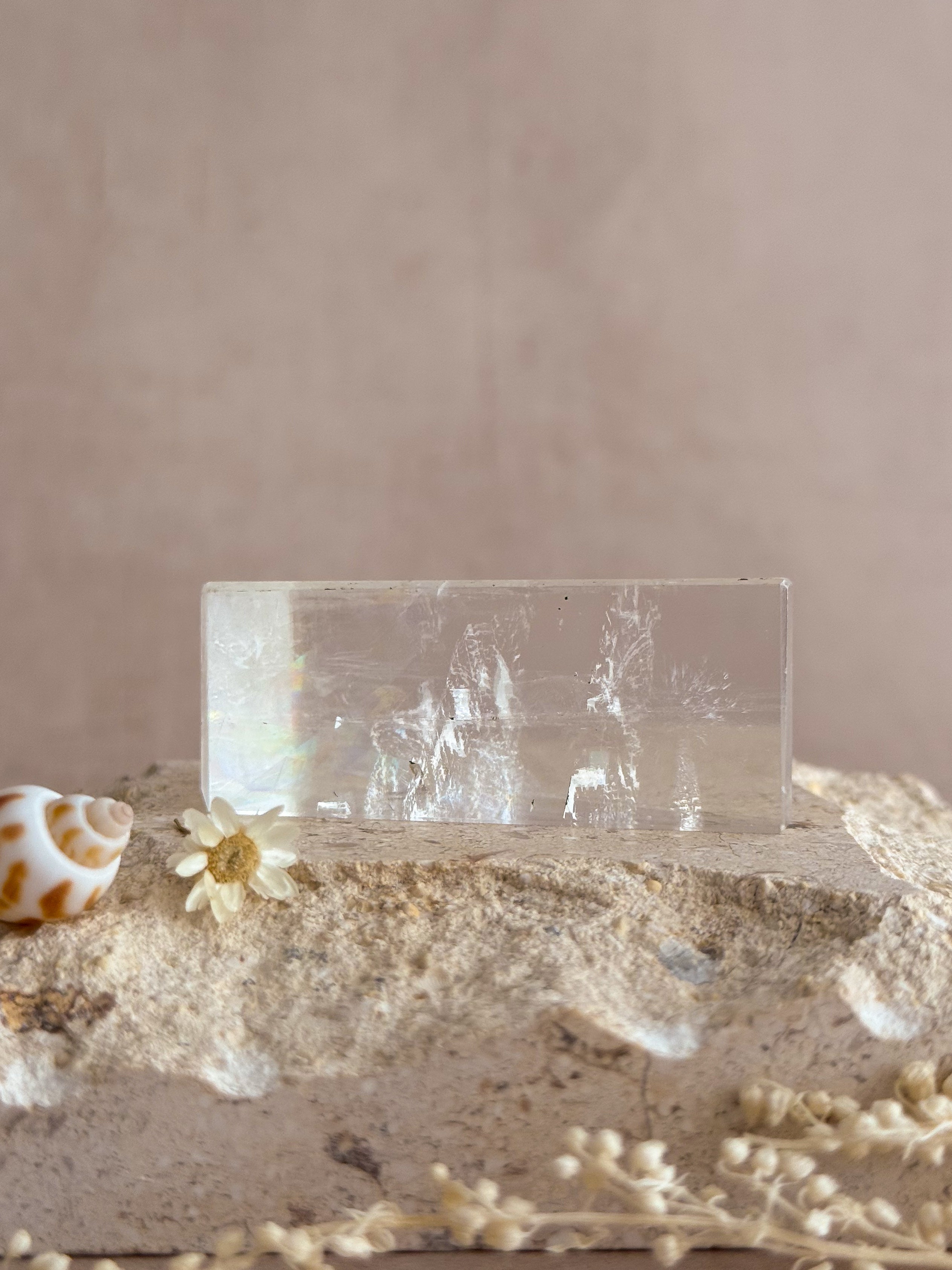 Polished Optical Calcite with Rainbows A | India
