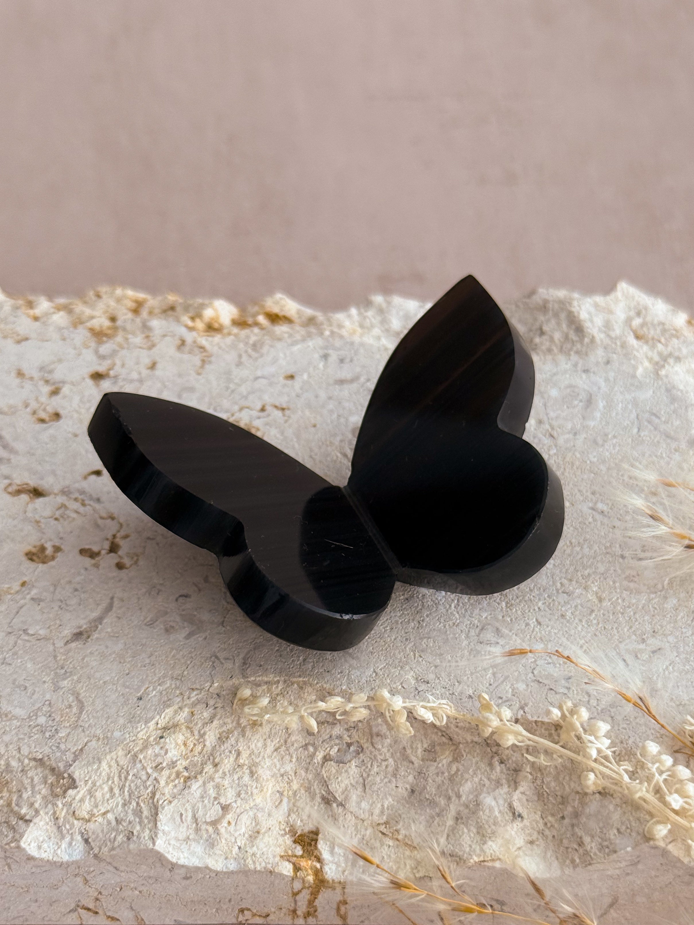Midnight Lace Obsidian 3D Butterfly Carving D | Armenia