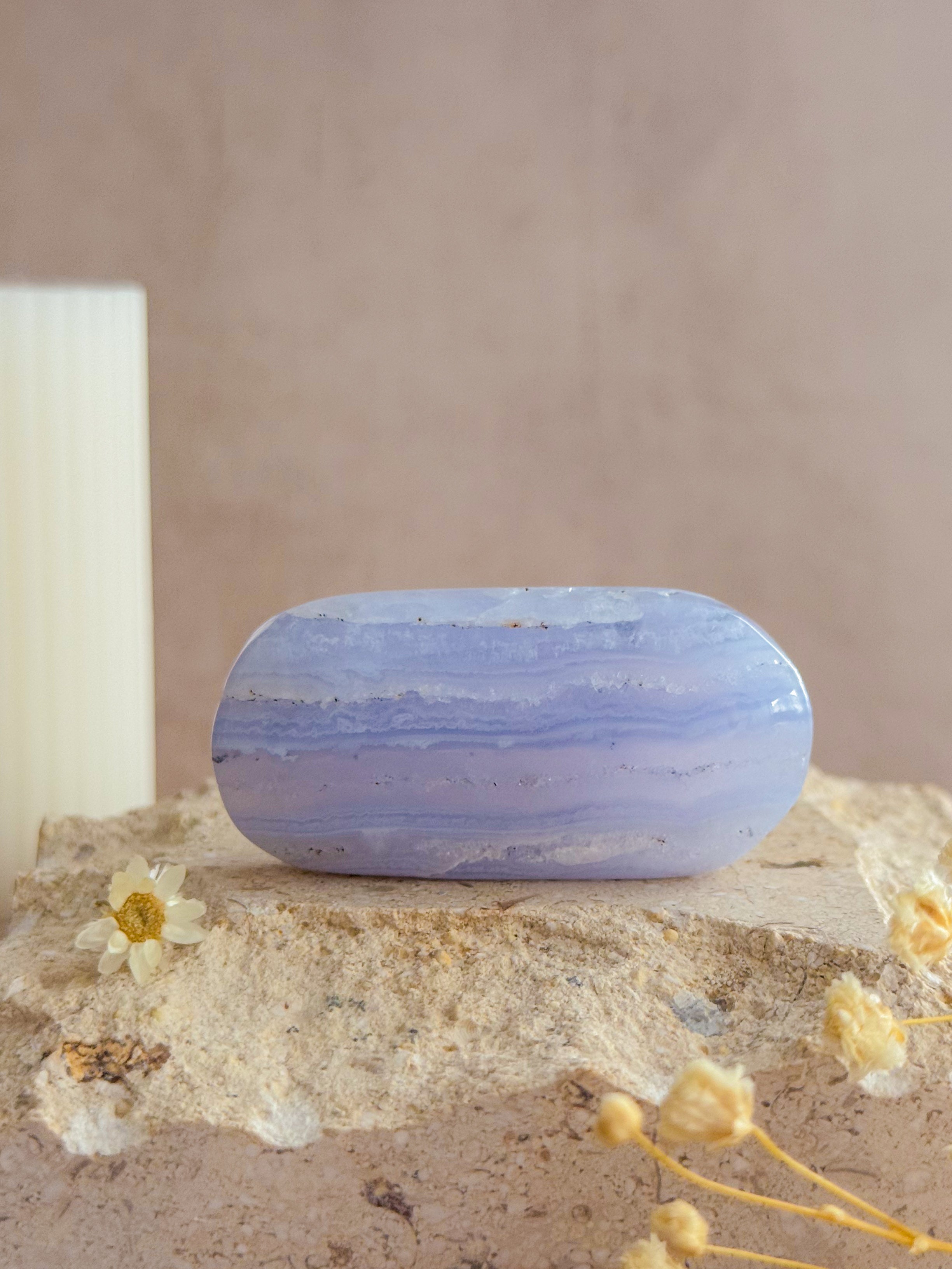 Blue Lace Agate Palmstone | Namibia