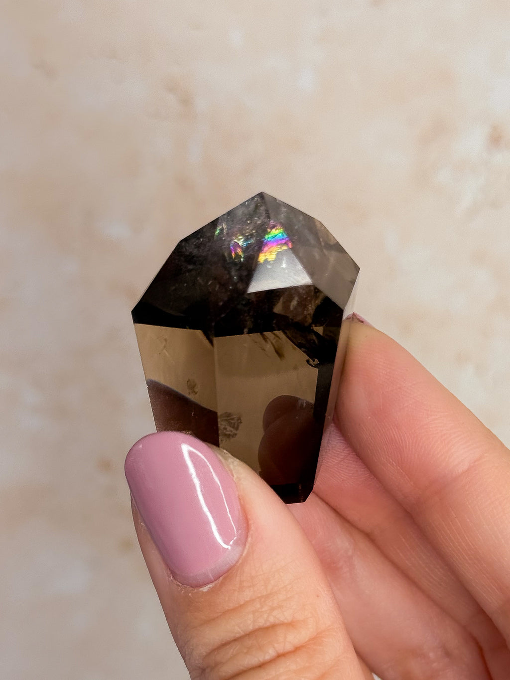 Smoky Lemurian Quartz Point With Rainbows D | Brazil