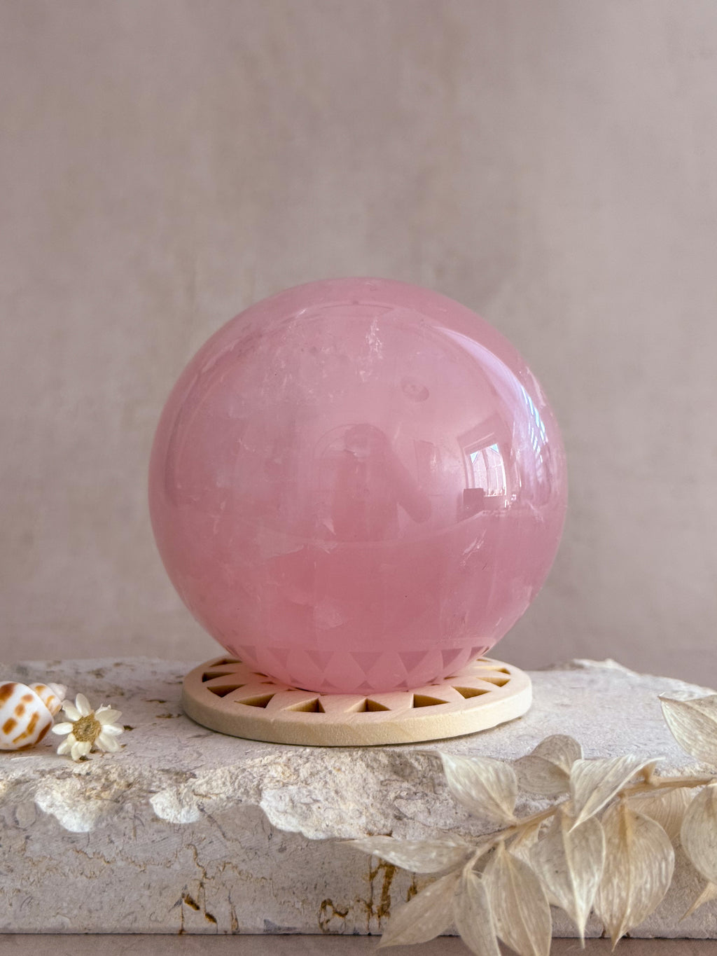 Bubblegum Star Rose Quartz Sphere | Madagascar