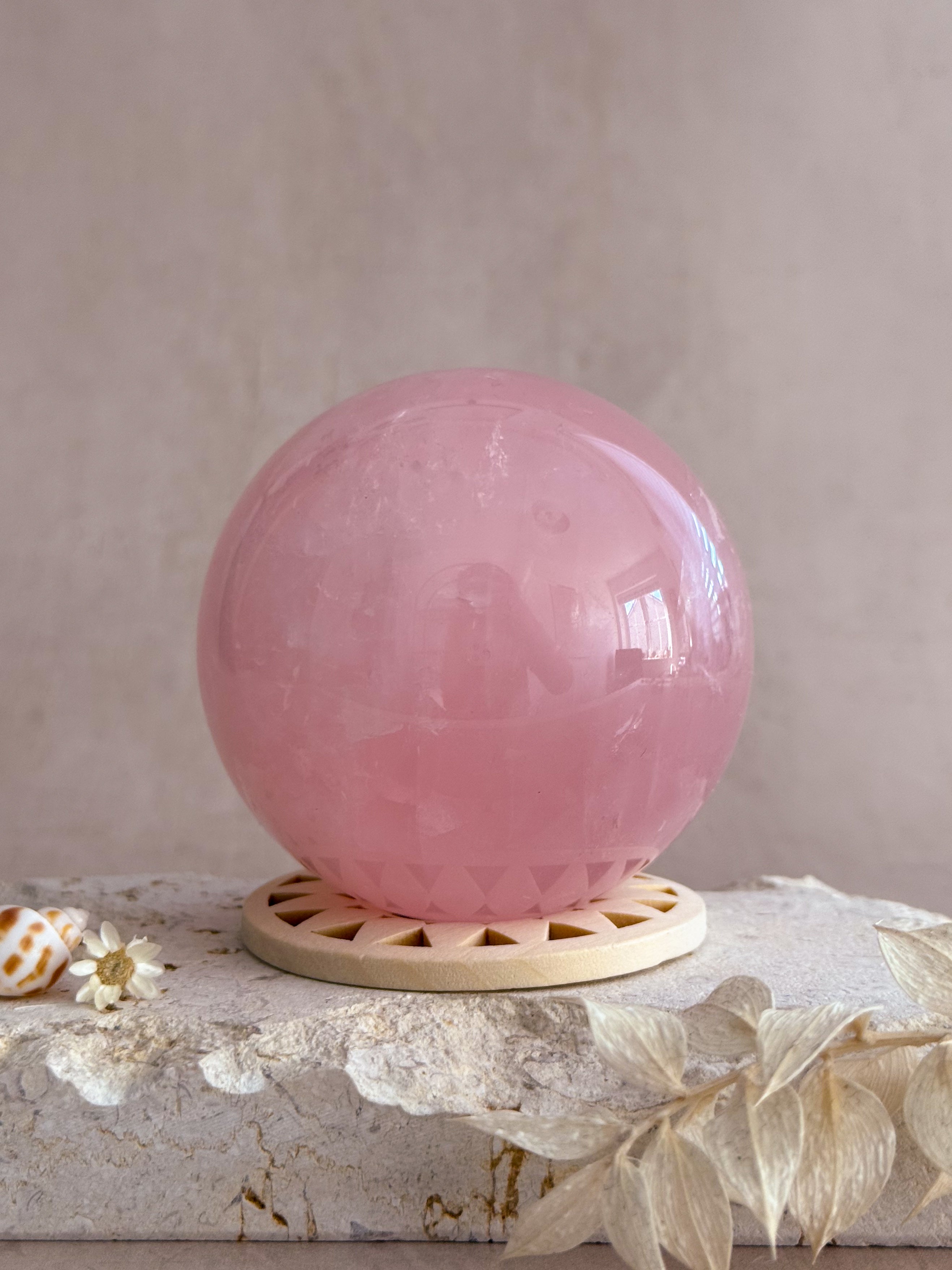 Bubblegum Star Rose Quartz Sphere | Madagascar