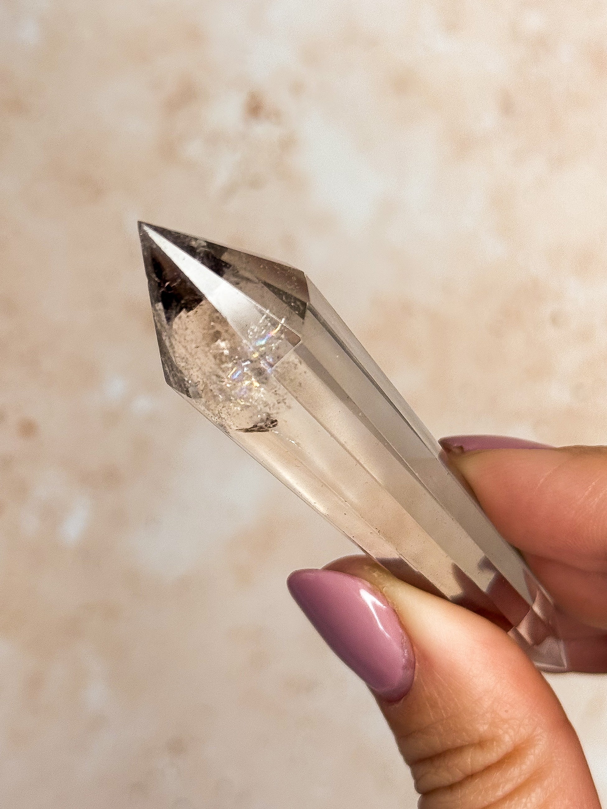 Smoky Lemurian Quartz Vogel With Rainbows A | Brazil