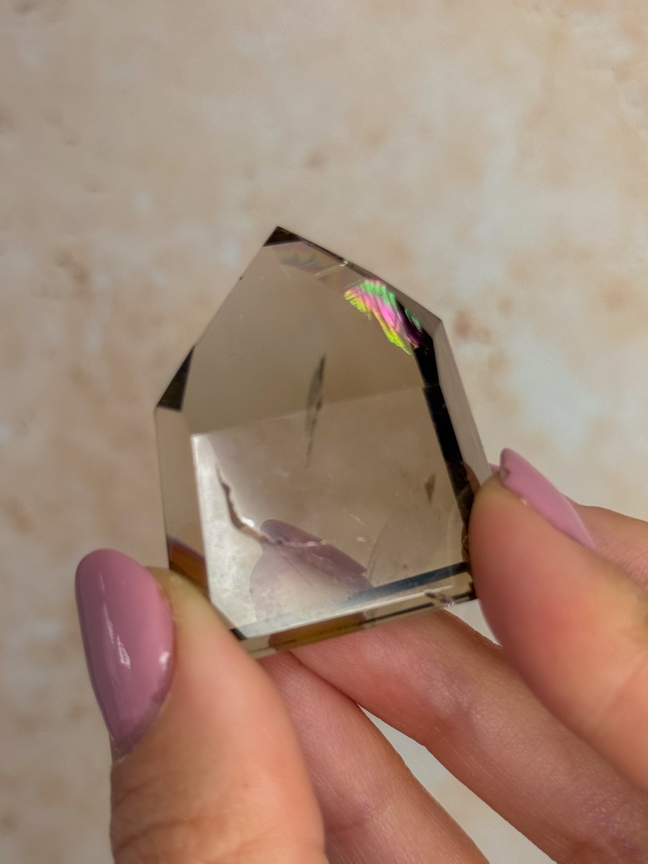 Smoky Lemurian Quartz Point With Rainbows C | Brazil