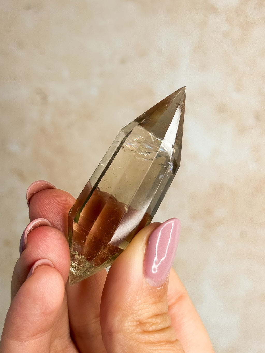 Smoky Lemurian Quartz Vogel With Rainbows B | Brazil