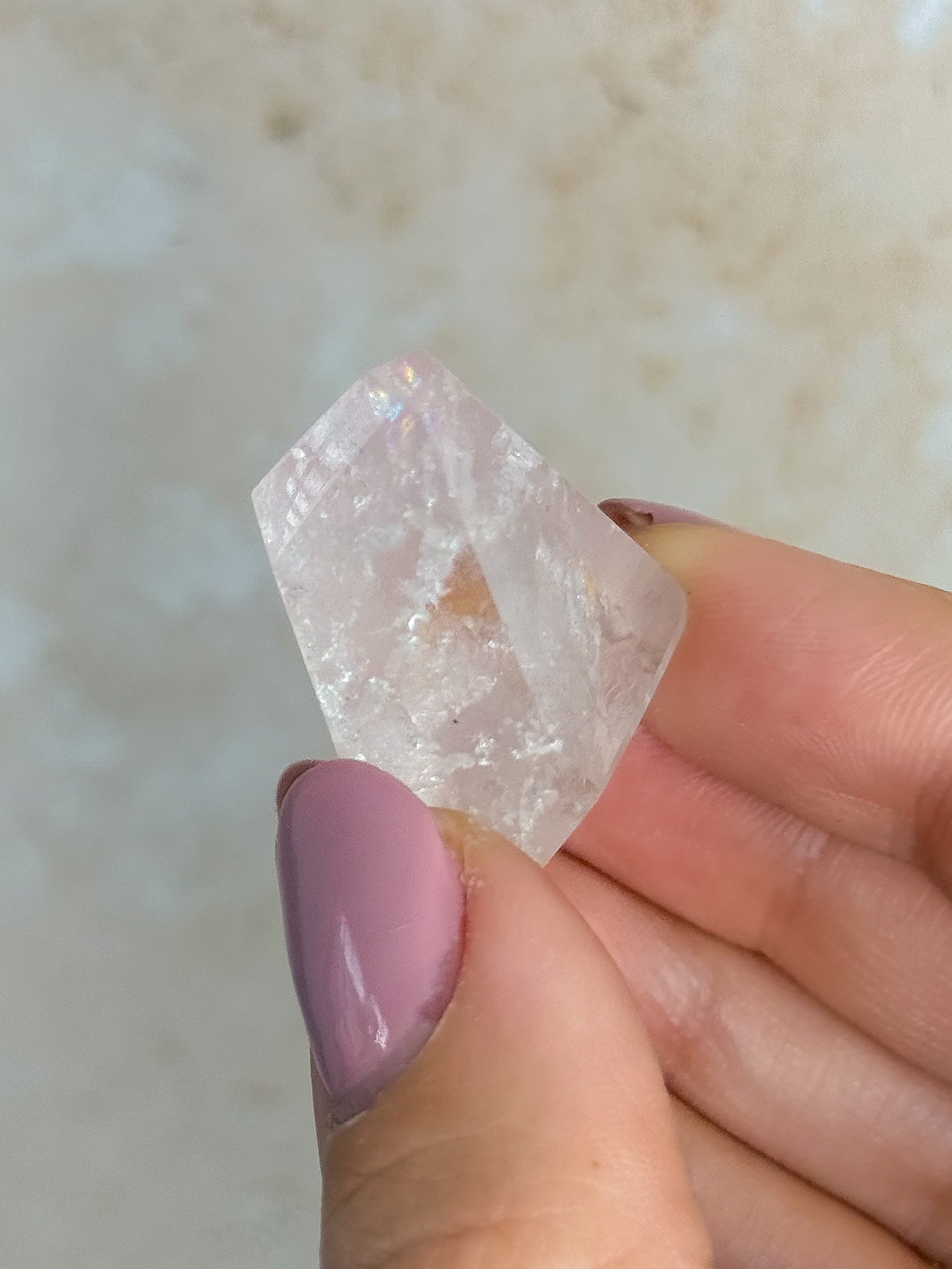 Pink Lithium Faceted Freeform With Golden Healer | Brazil