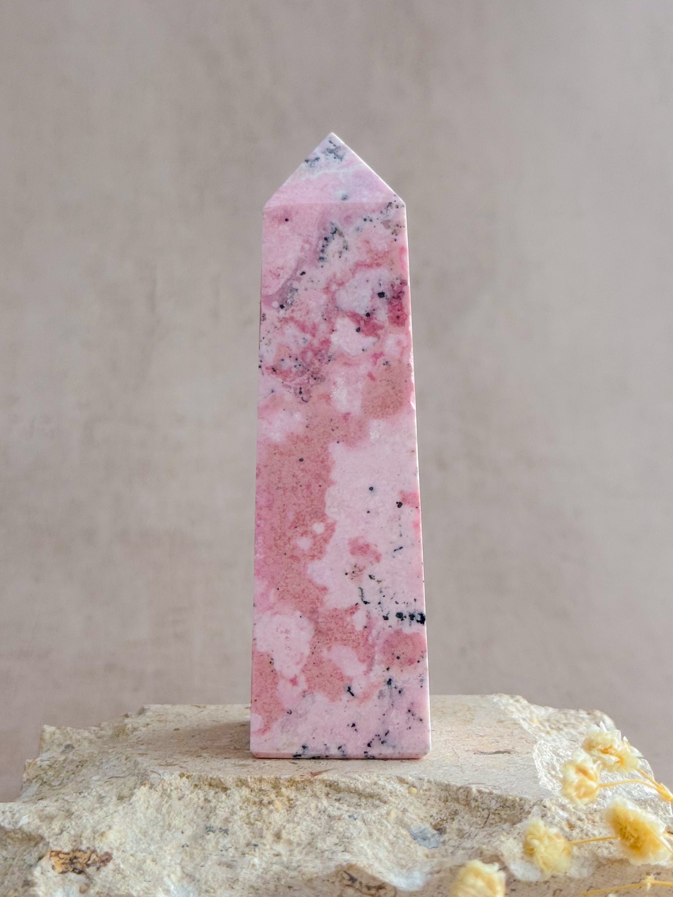 Bubblegum Rhodonite Obelisk | Peru