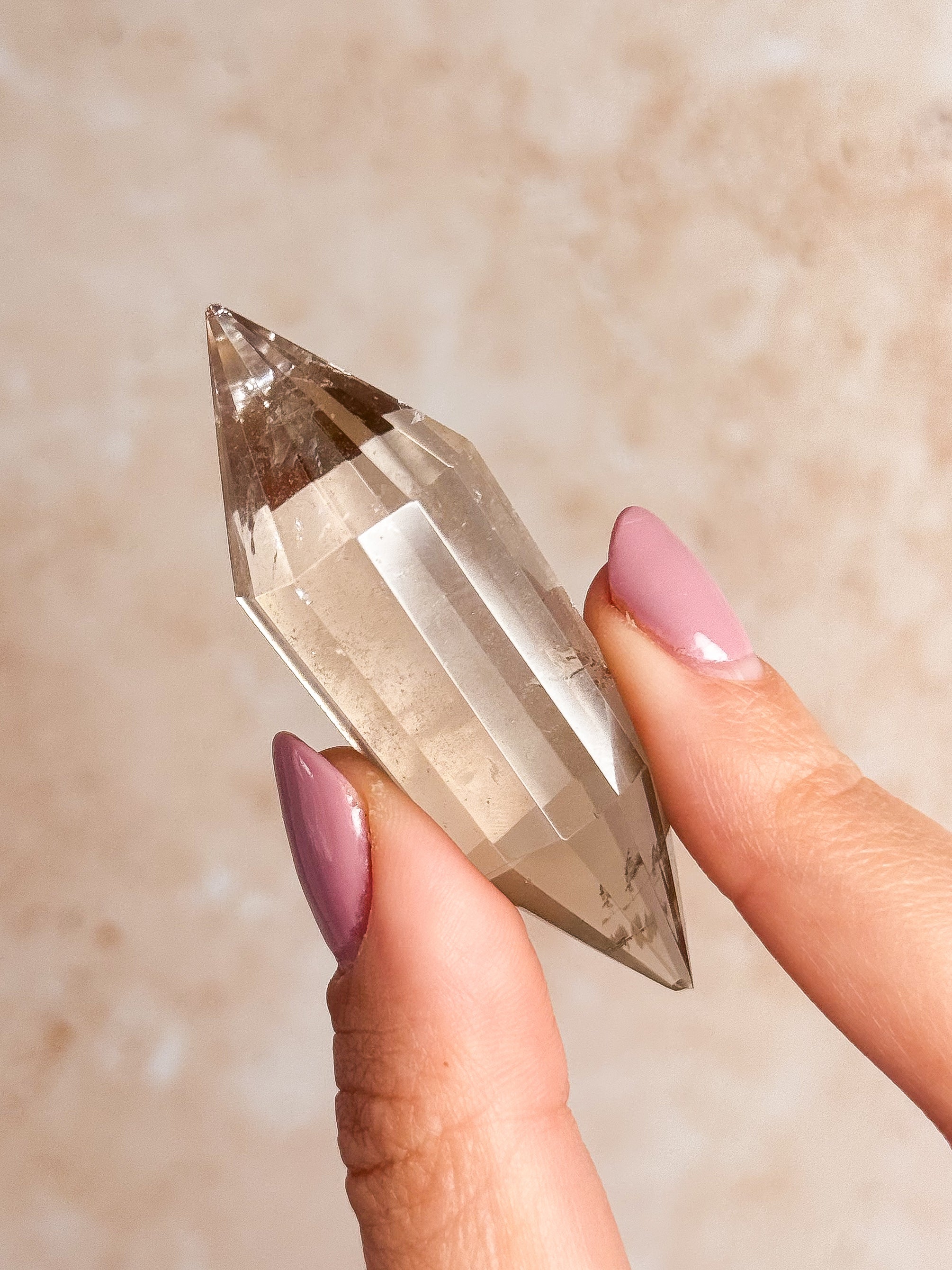 Smoky Lemurian Quartz Vogel With Rainbows D | Brazil