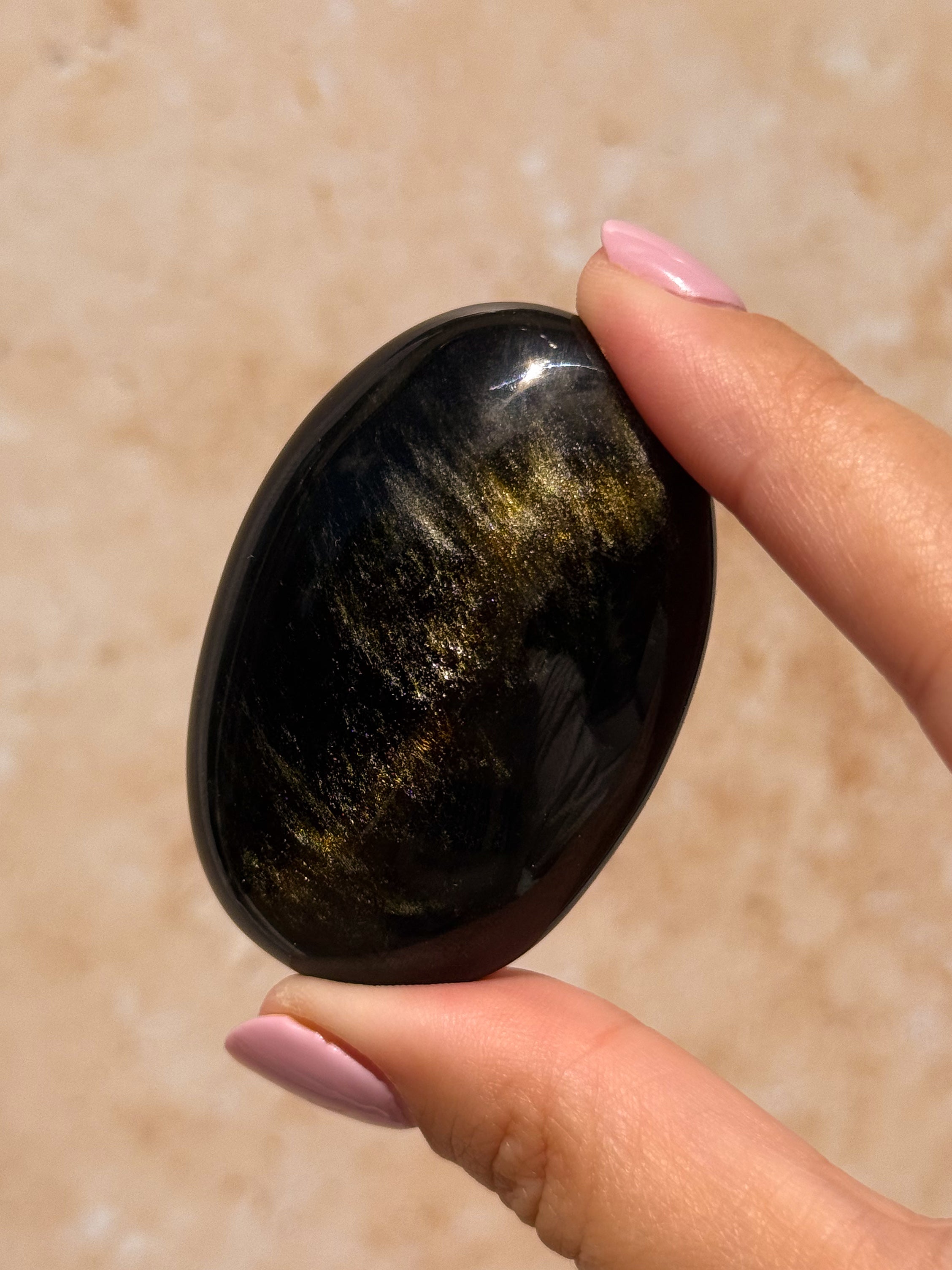 Golden Sheen Obsidian Palmstone B | Mexico