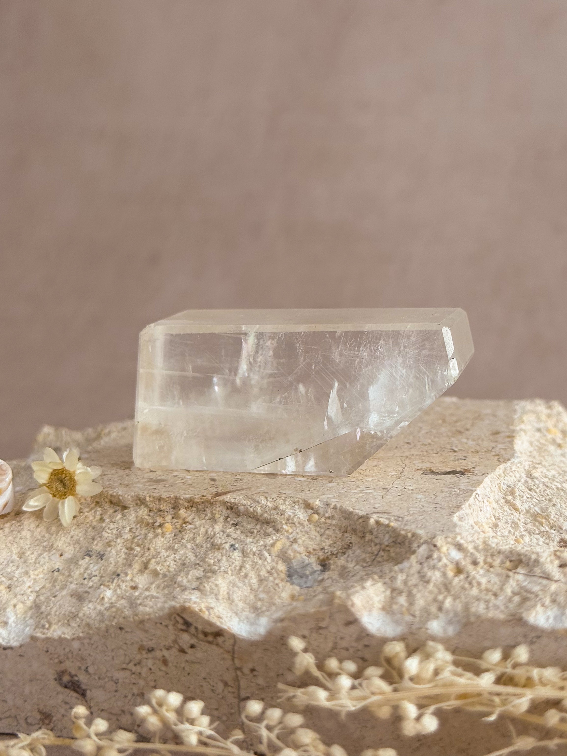 Polished Optical Calcite with Rainbows C | India