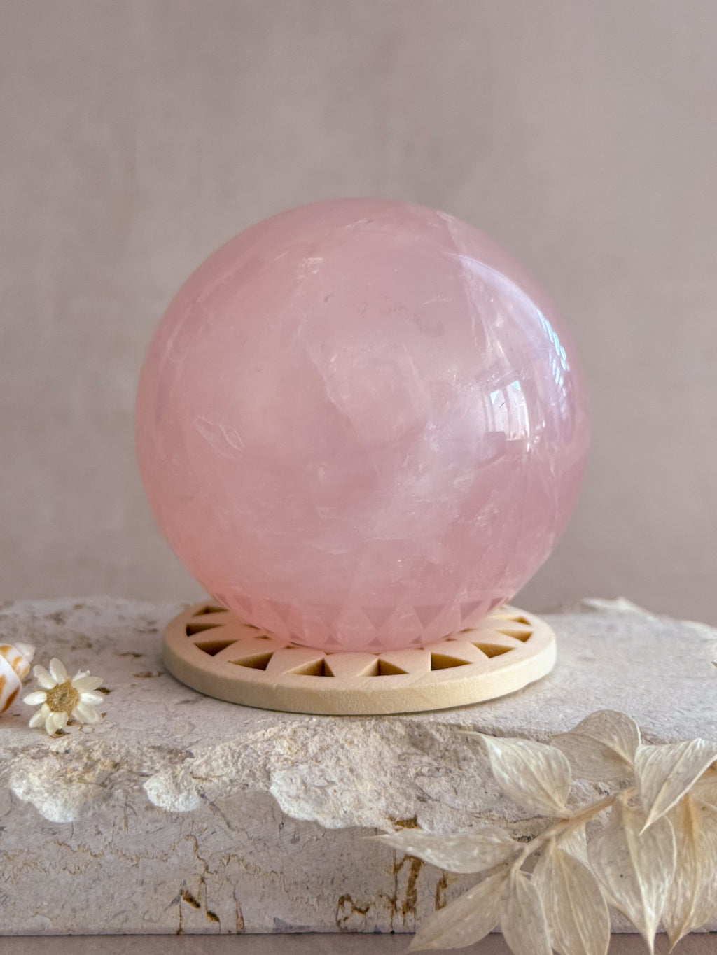 Bubblegum Star Rose Quartz Sphere | Madagascar