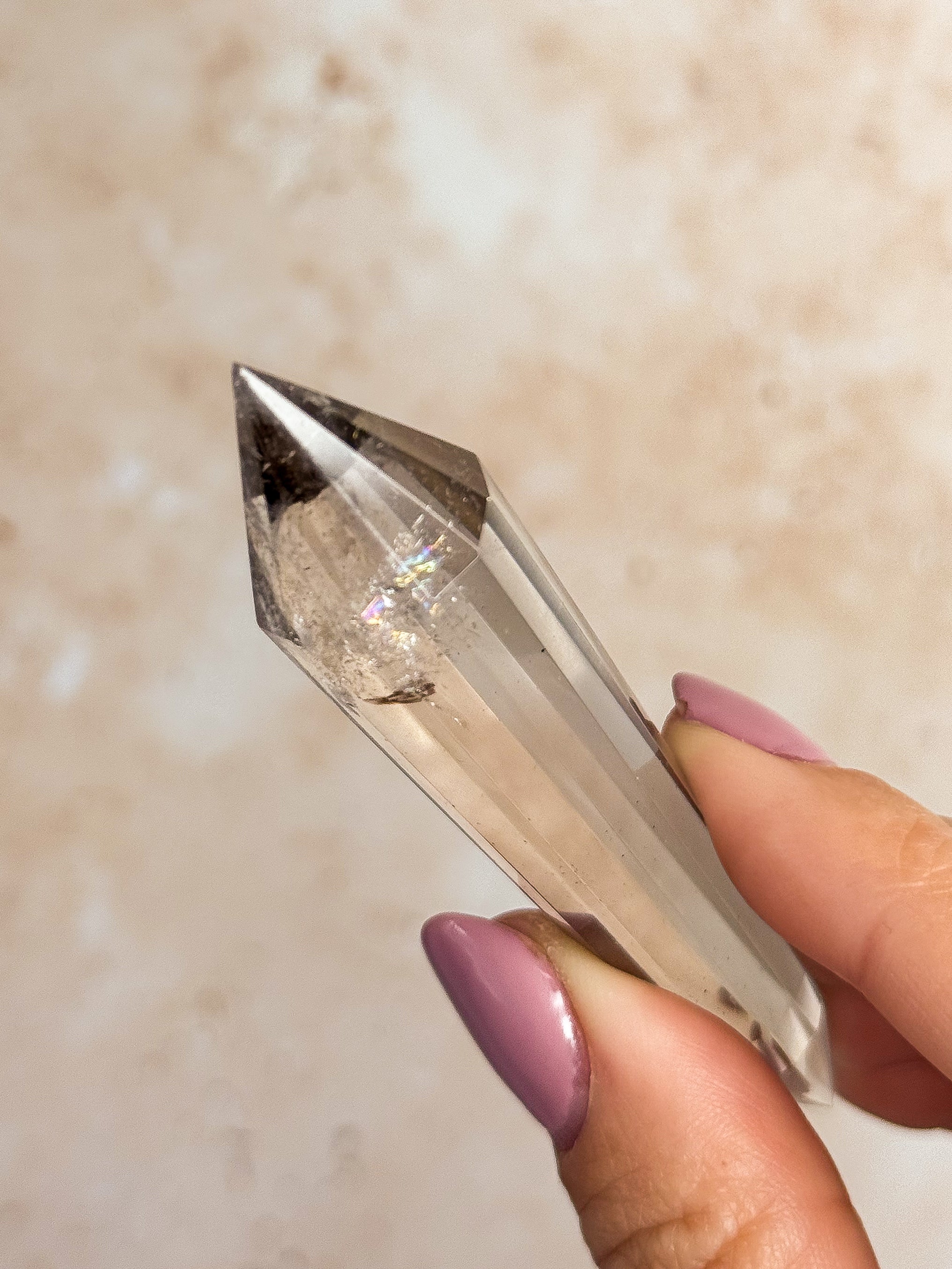 Smoky Lemurian Quartz Vogel With Rainbows A | Brazil