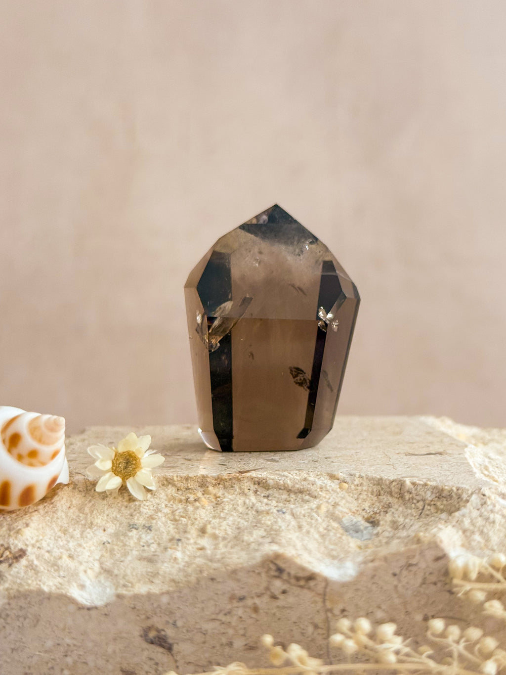 Smoky Lemurian Quartz Point With Rainbows D | Brazil