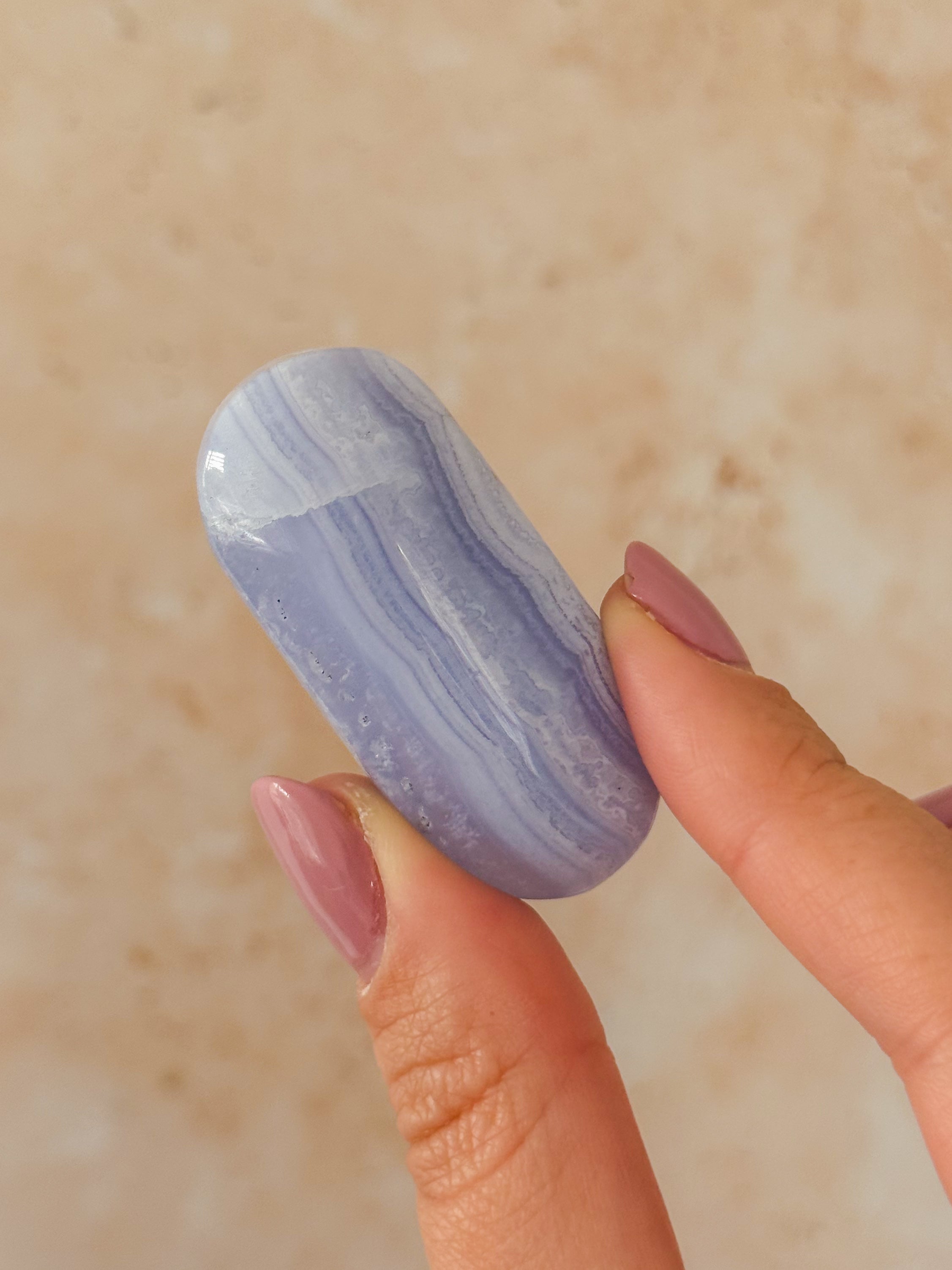 Blue Lace Agate Palmstone | Namibia