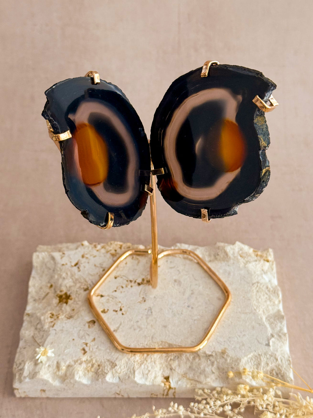 Agate Butterfly on Gold Stand | Brazil
