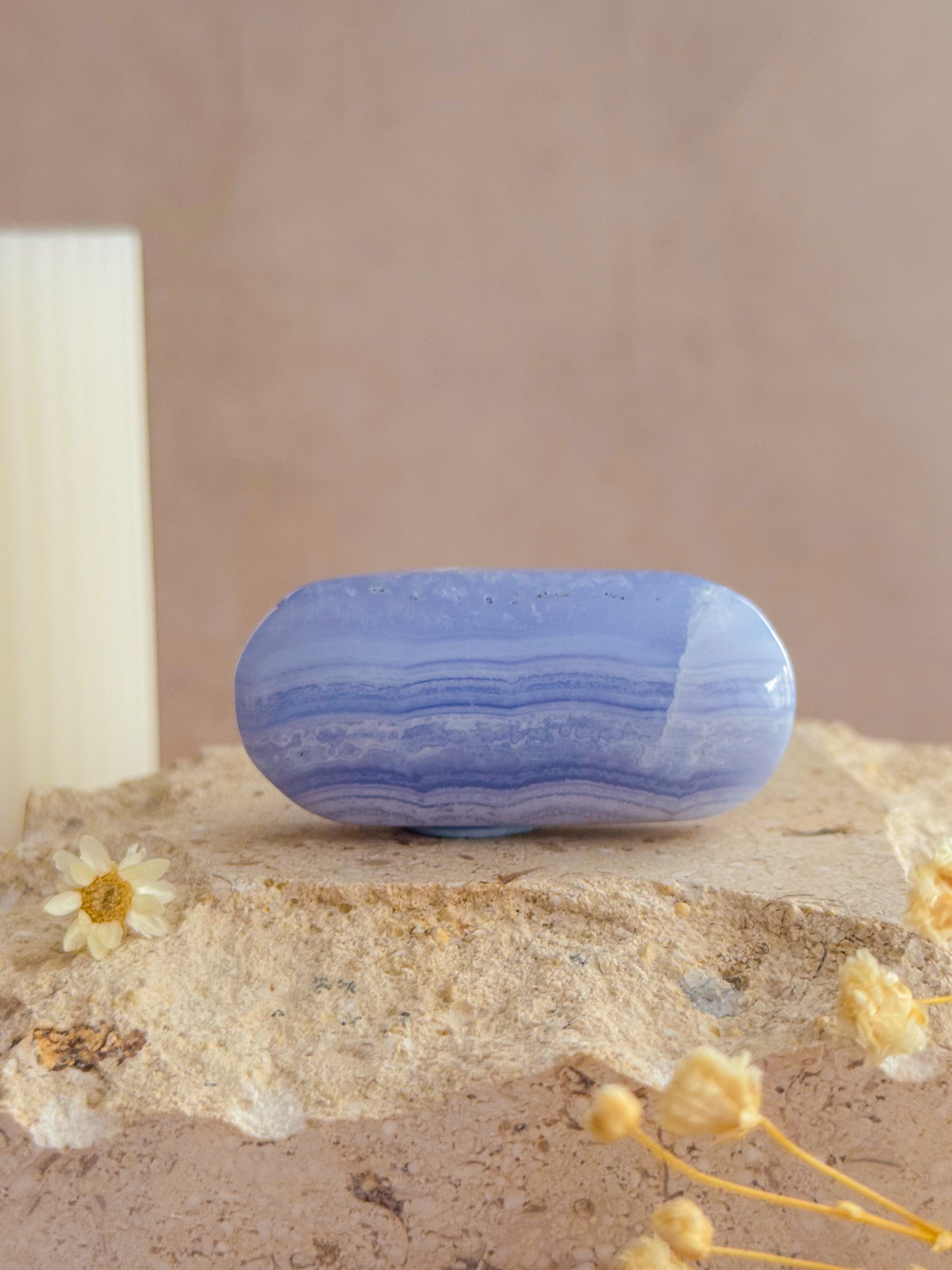 Blue Lace Agate Palmstone | Namibia