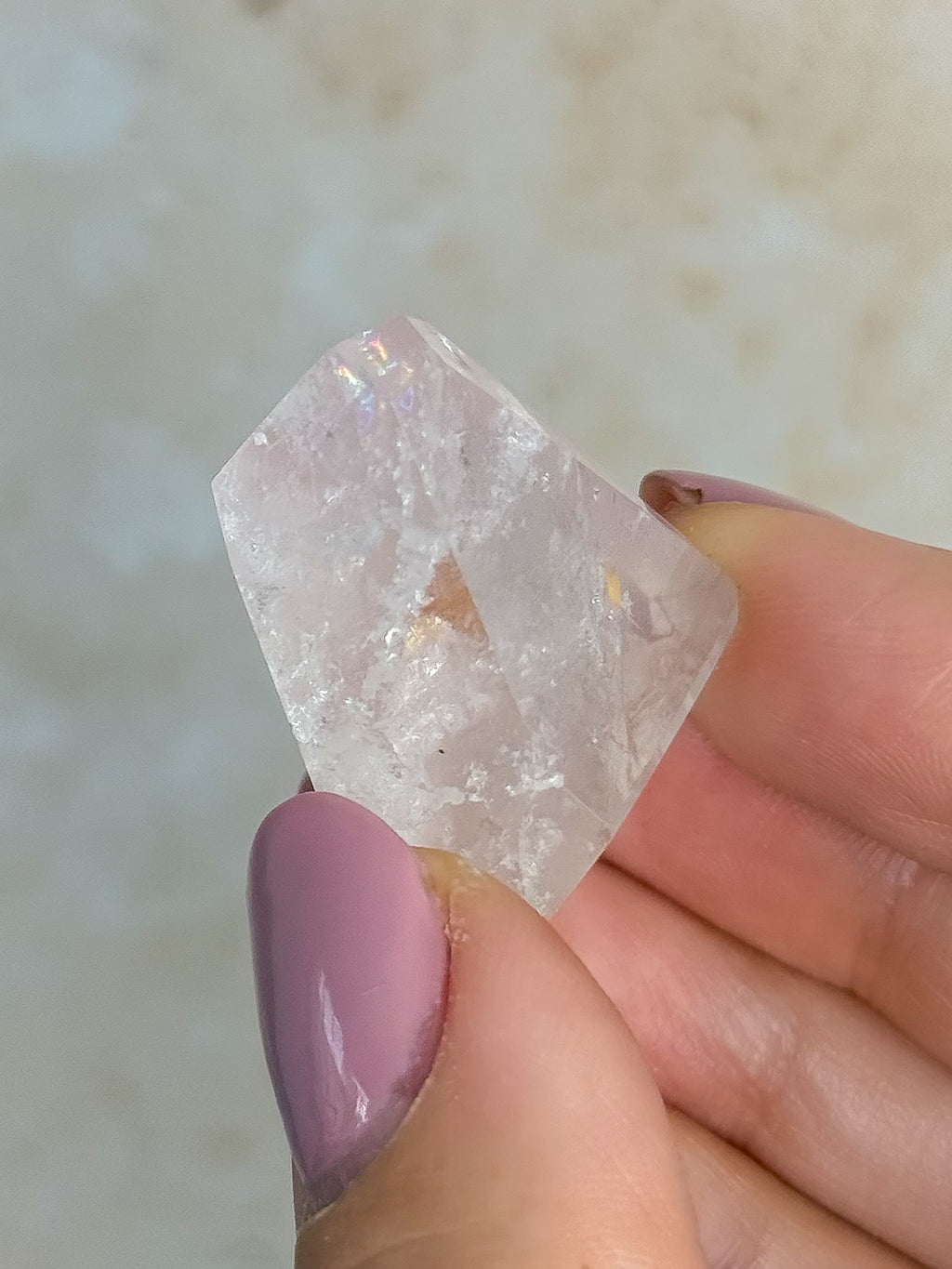 Pink Lithium Faceted Freeform With Golden Healer | Brazil