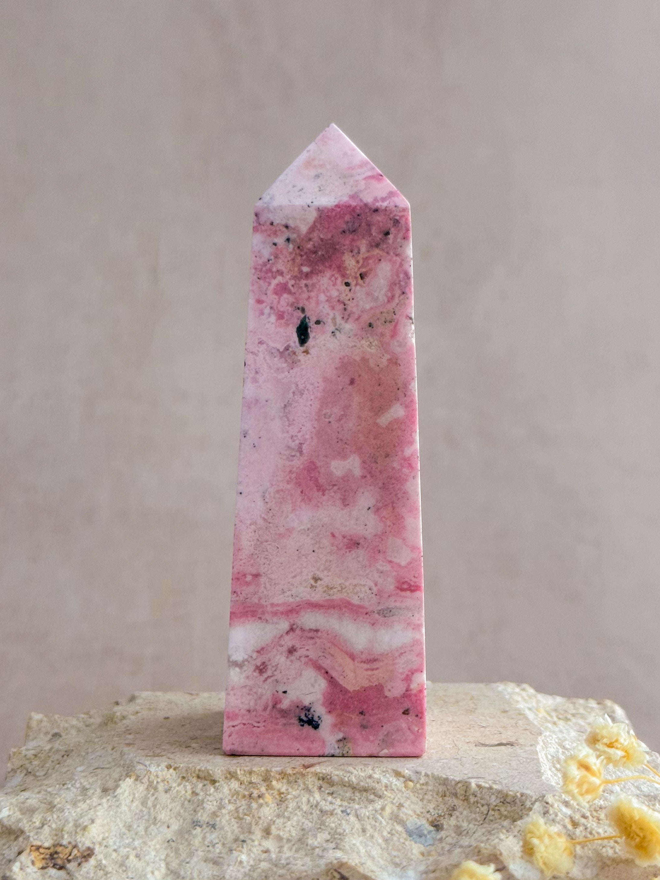 Bubblegum Rhodonite Obelisk | Peru