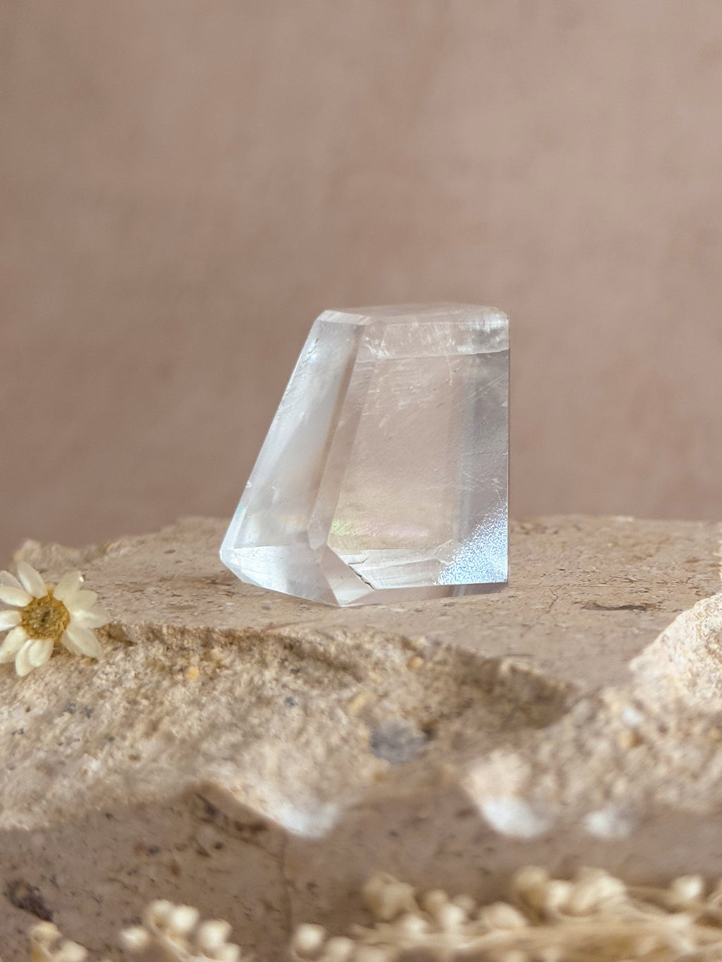 Polished Optical Calcite with Rainbows B | India