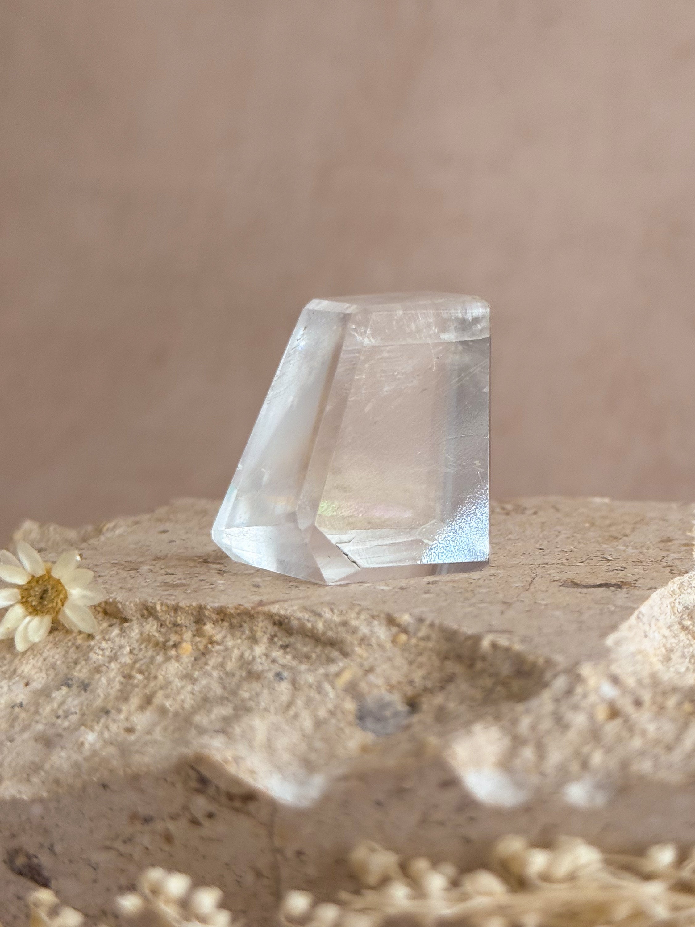 Polished Optical Calcite with Rainbows B | India