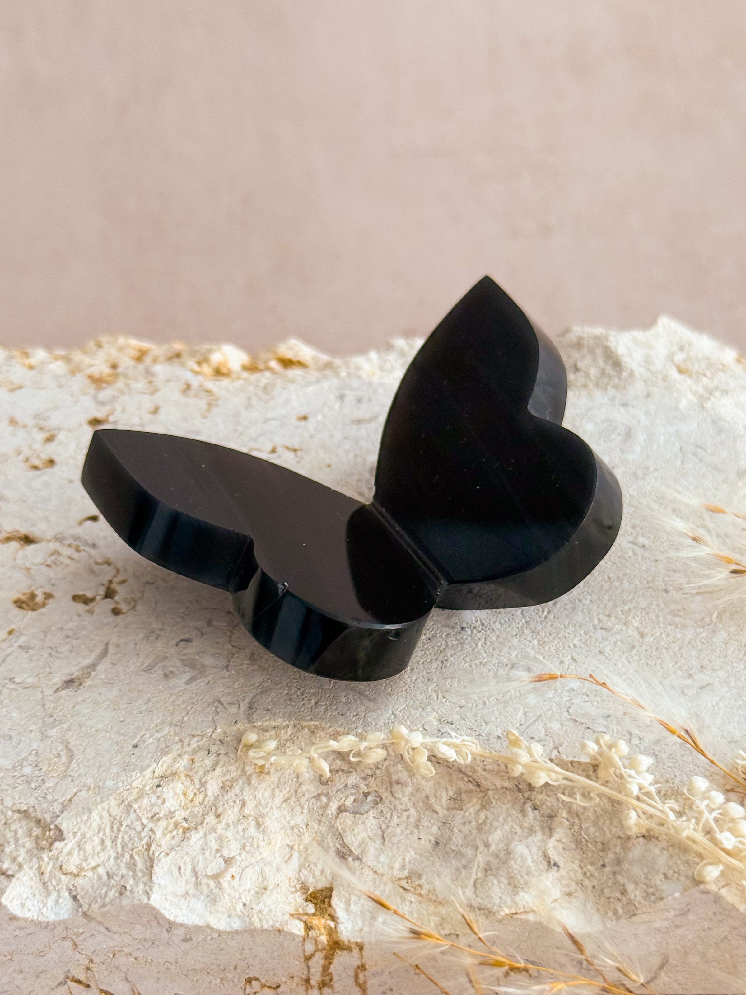 Midnight Lace Obsidian 3D Butterfly Carving E | Armenia