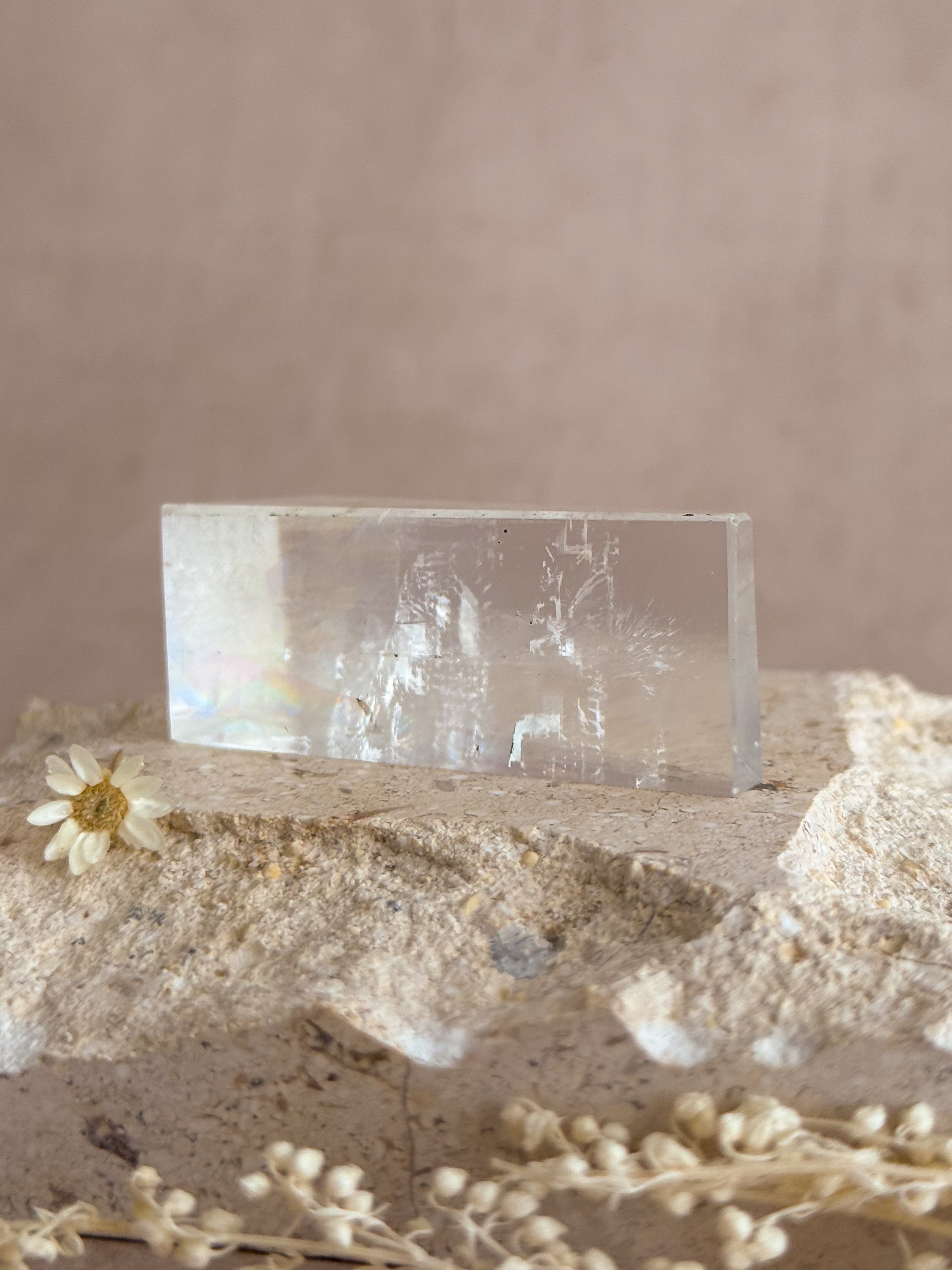 Polished Optical Calcite with Rainbows A | India