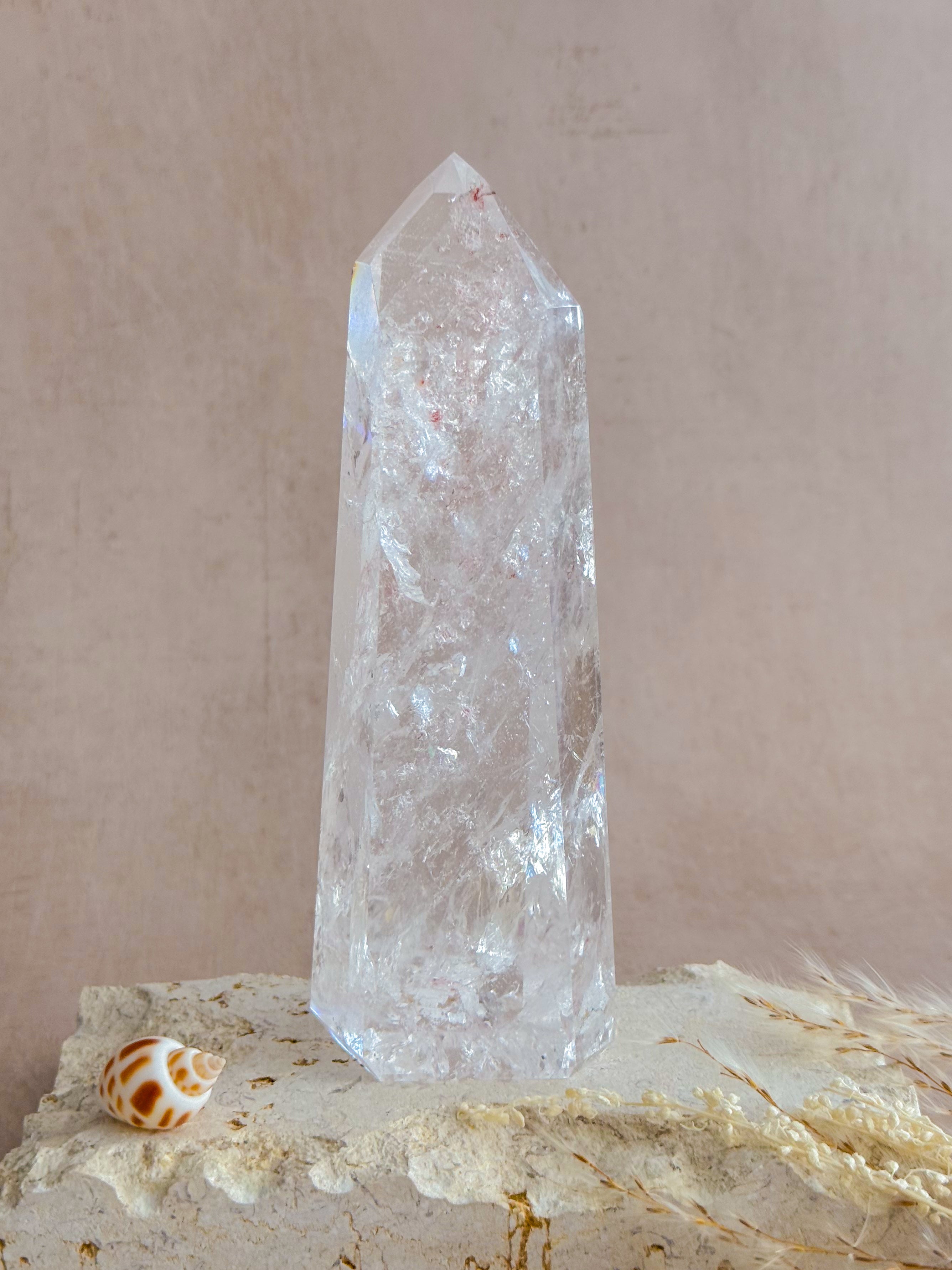 Polished Lemurian Tower with Rainbows | Brazil