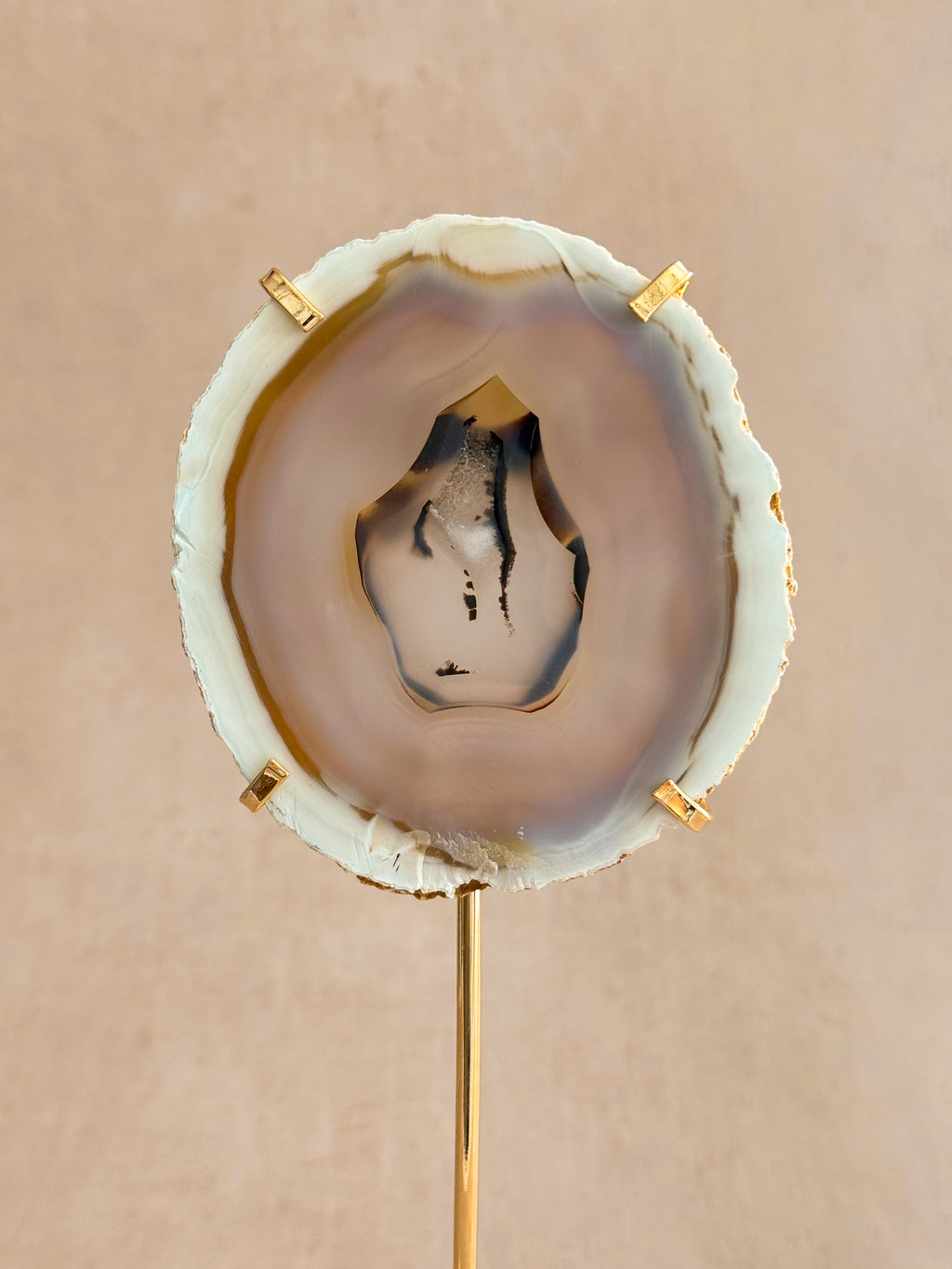 Agate Slice on Gold Stand | Brazil