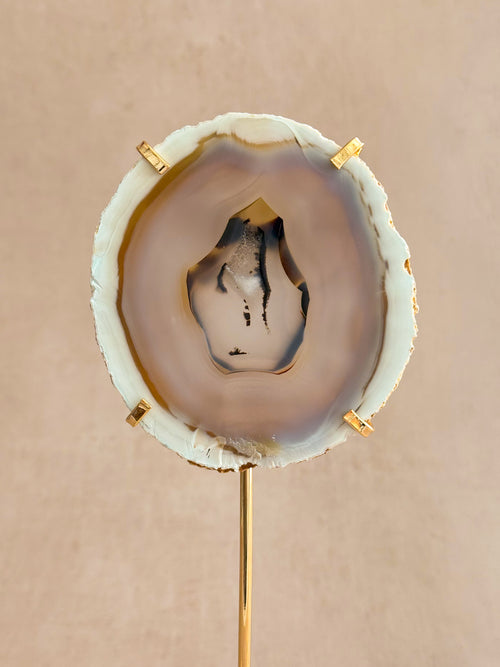 Agate Slice on Gold Stand | Brazil