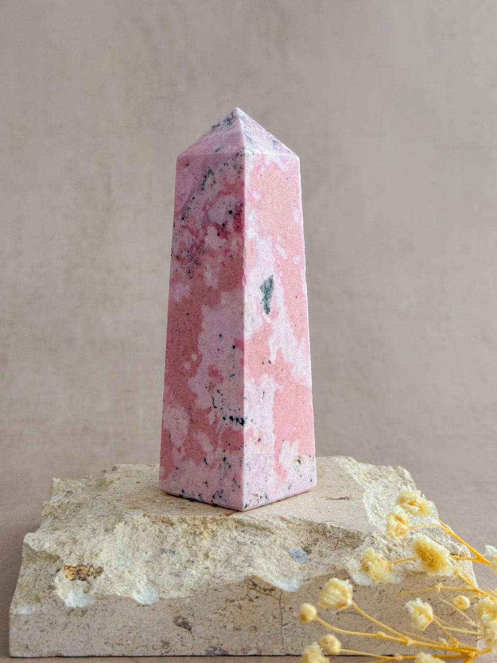 Bubblegum Rhodonite Obelisk | Peru