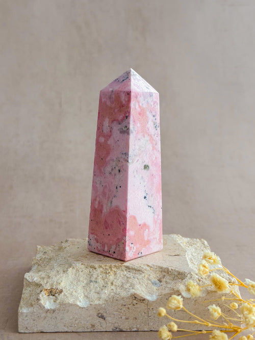 Bubblegum Rhodonite Obelisk | Peru