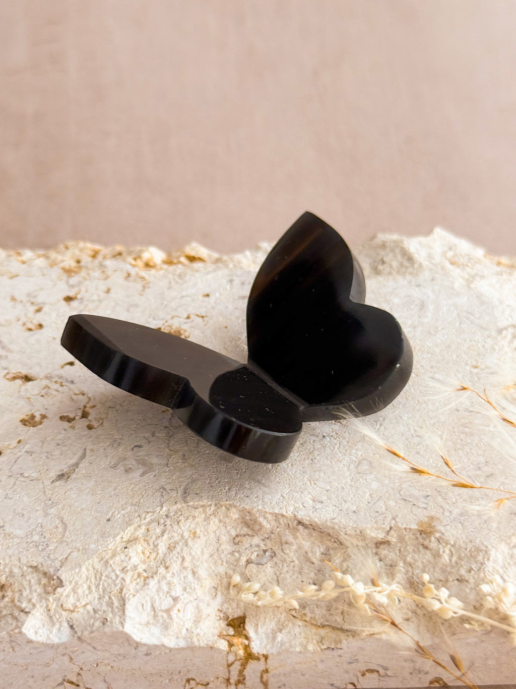 Midnight Lace Obsidian 3D Butterfly Carving A | Armenia