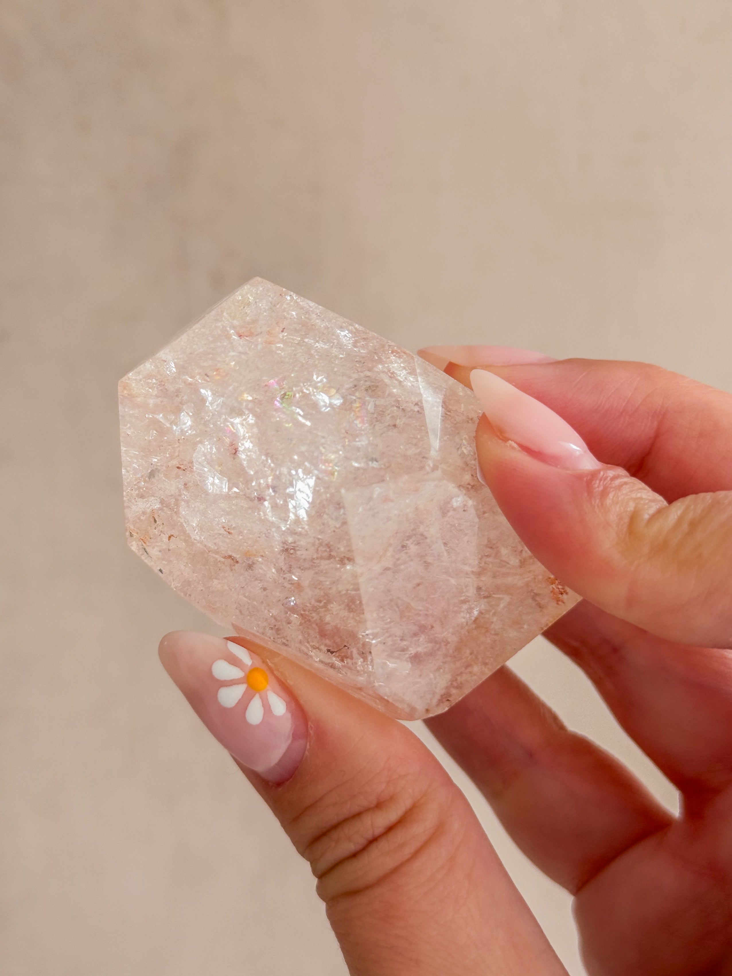 Pink Lemurian Quartz Faceted Freeform | Brazil