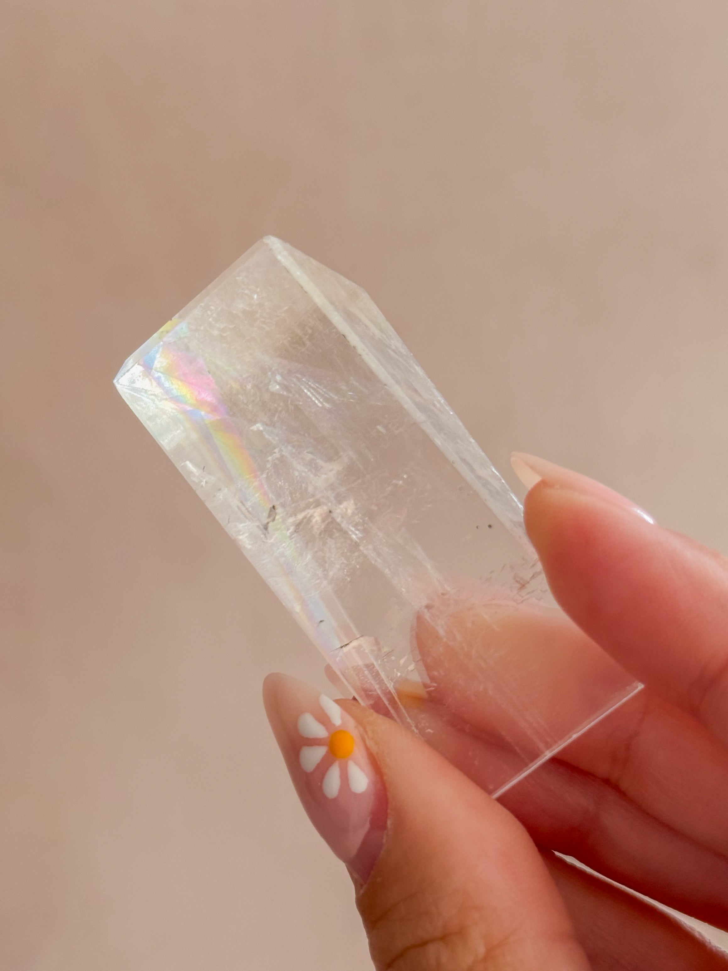 Polished Optical Calcite with Rainbows A | India