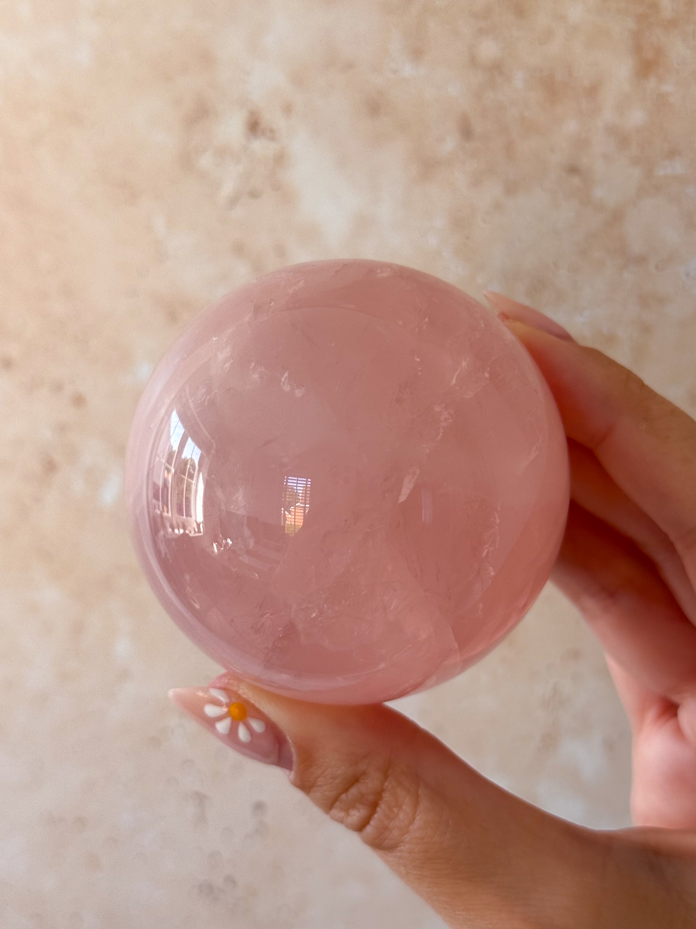 Bubblegum Star Rose Quartz Sphere | Madagascar