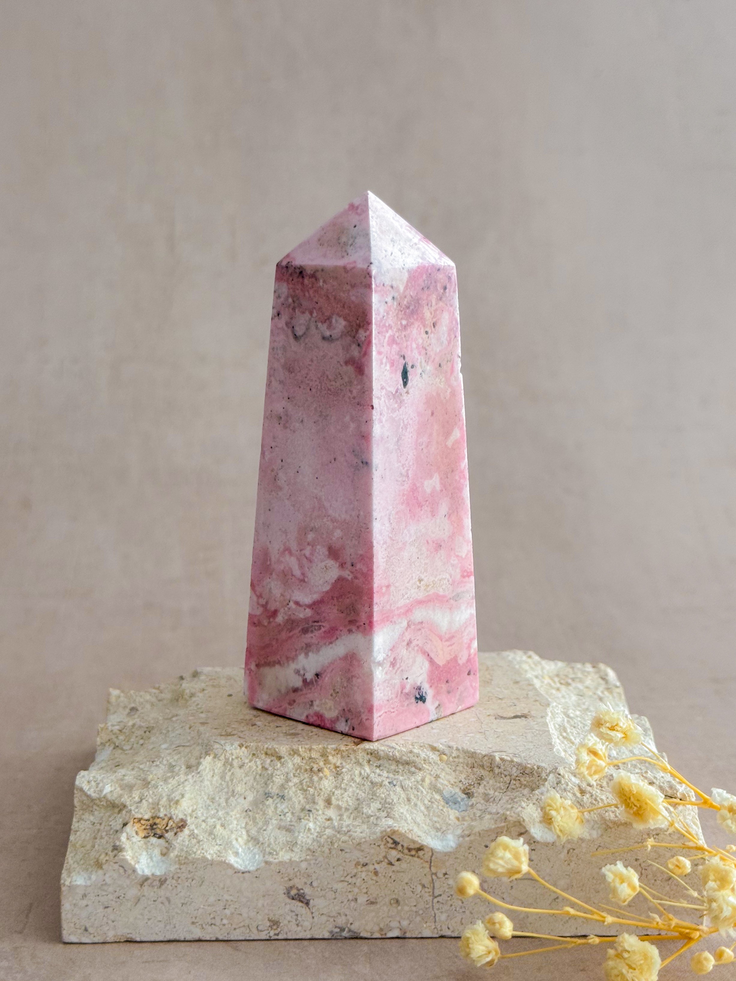 Bubblegum Rhodonite Obelisk | Peru