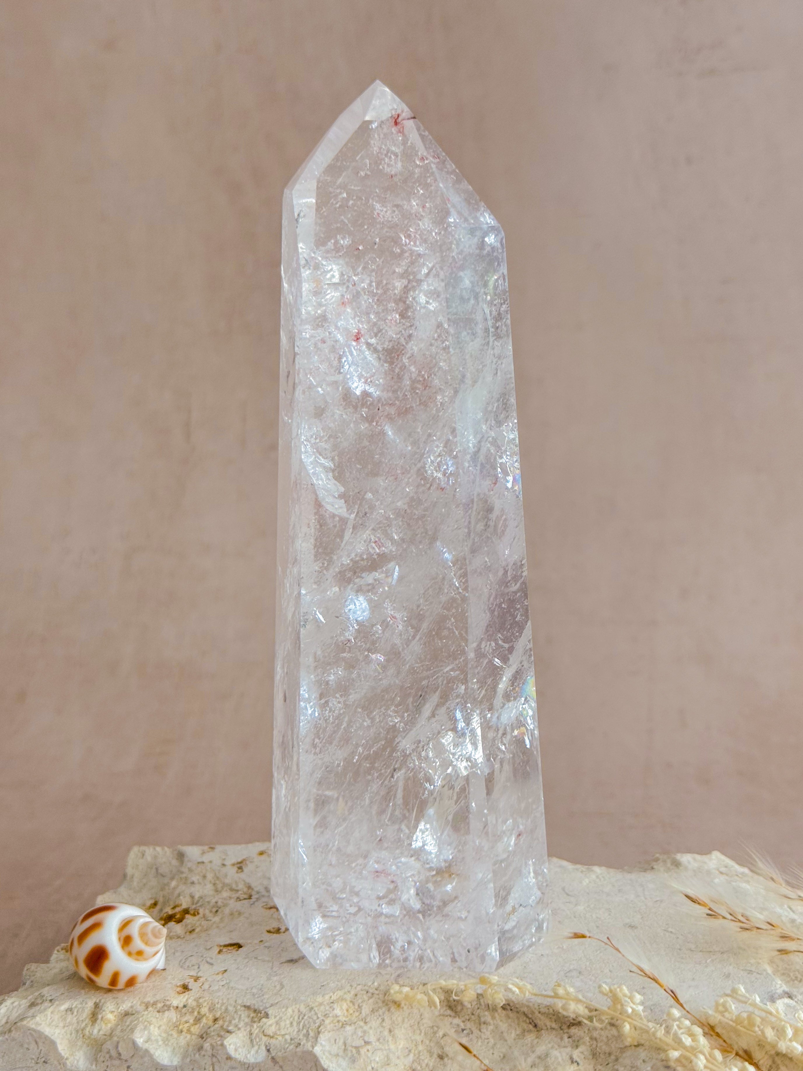 Polished Lemurian Tower with Rainbows | Brazil