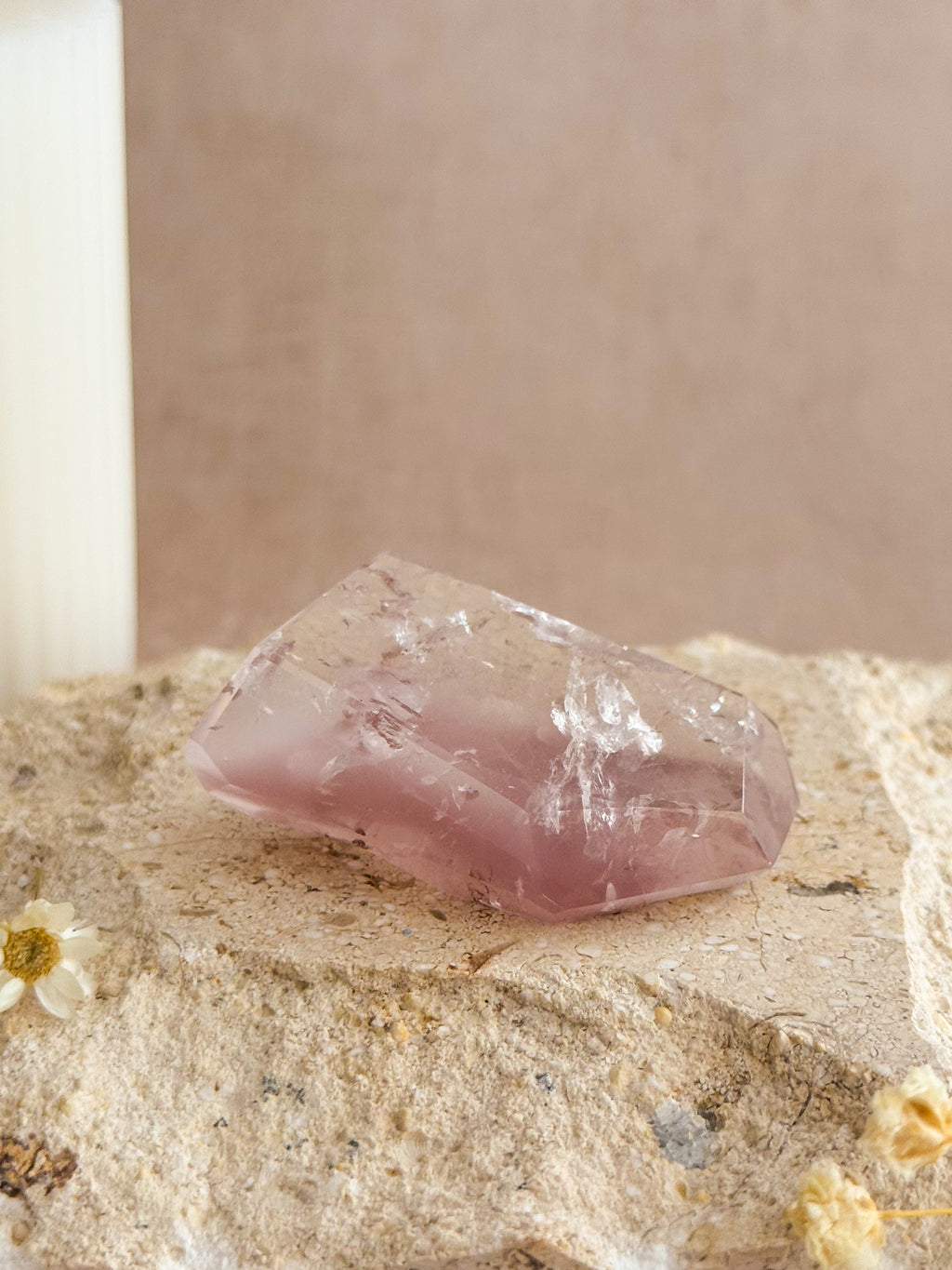 Pink Lithium Faceted Freeform With Rainbows | Brazil