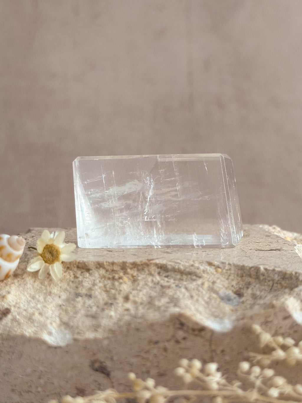 Polished Optical Calcite with Rainbows | India
