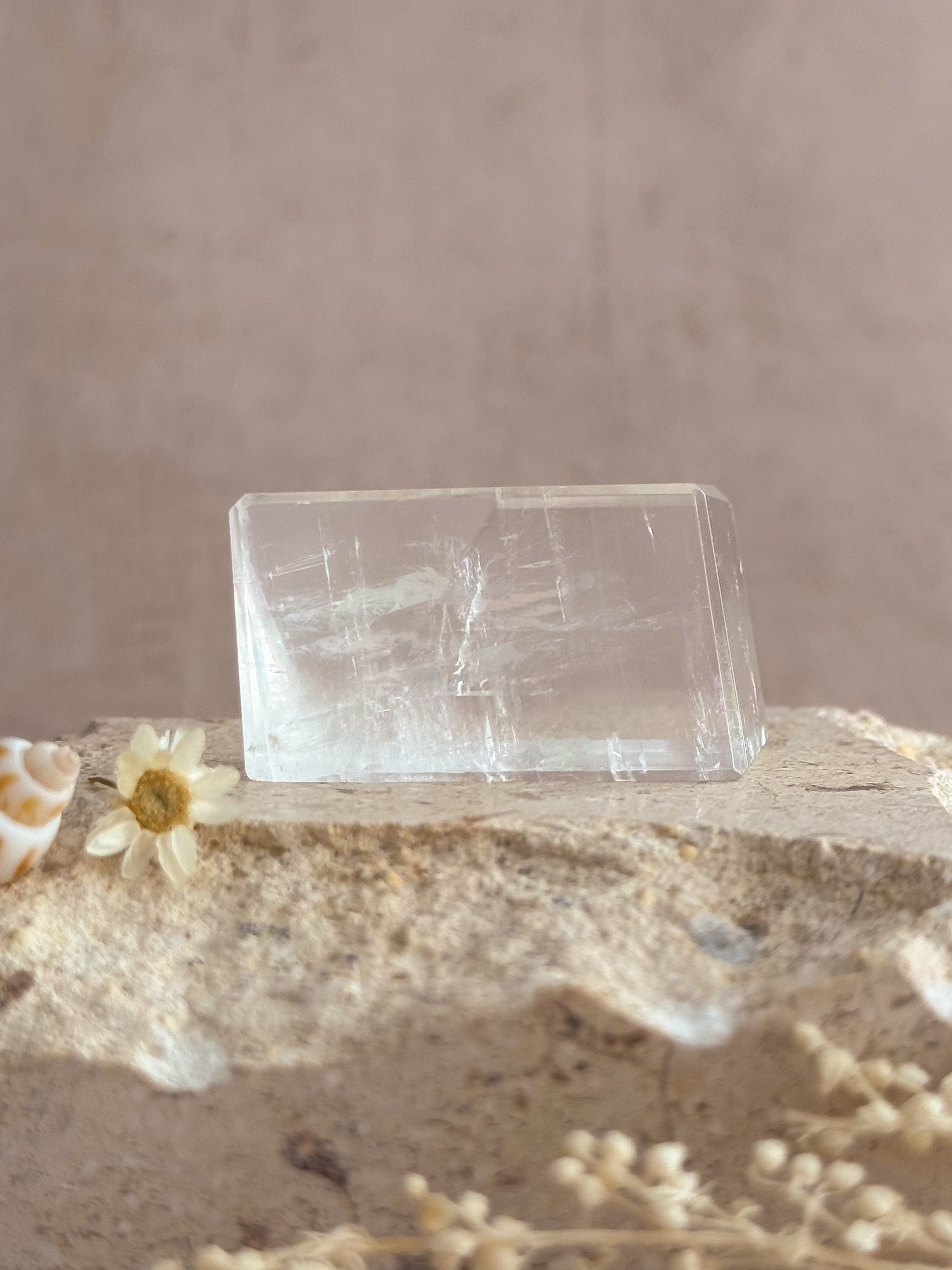 Polished Optical Calcite with Rainbows | India