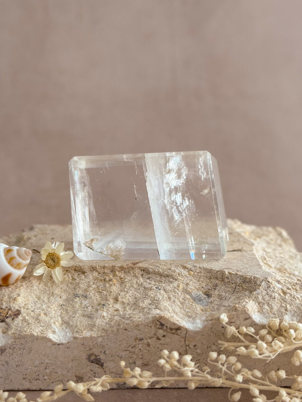 Polished Optical Calcite with Rainbows | India