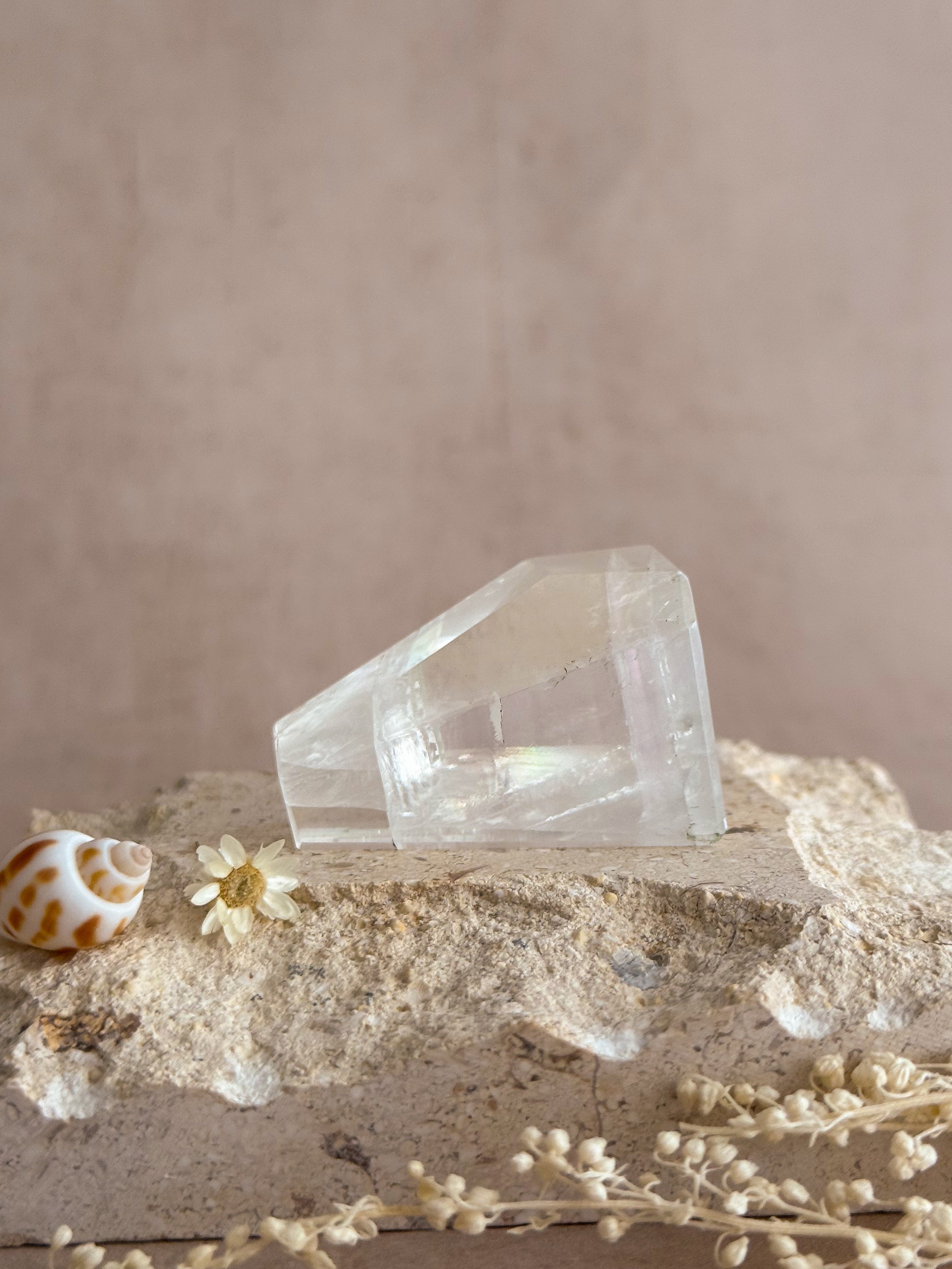 Polished Optical Calcite with Rainbows B | India