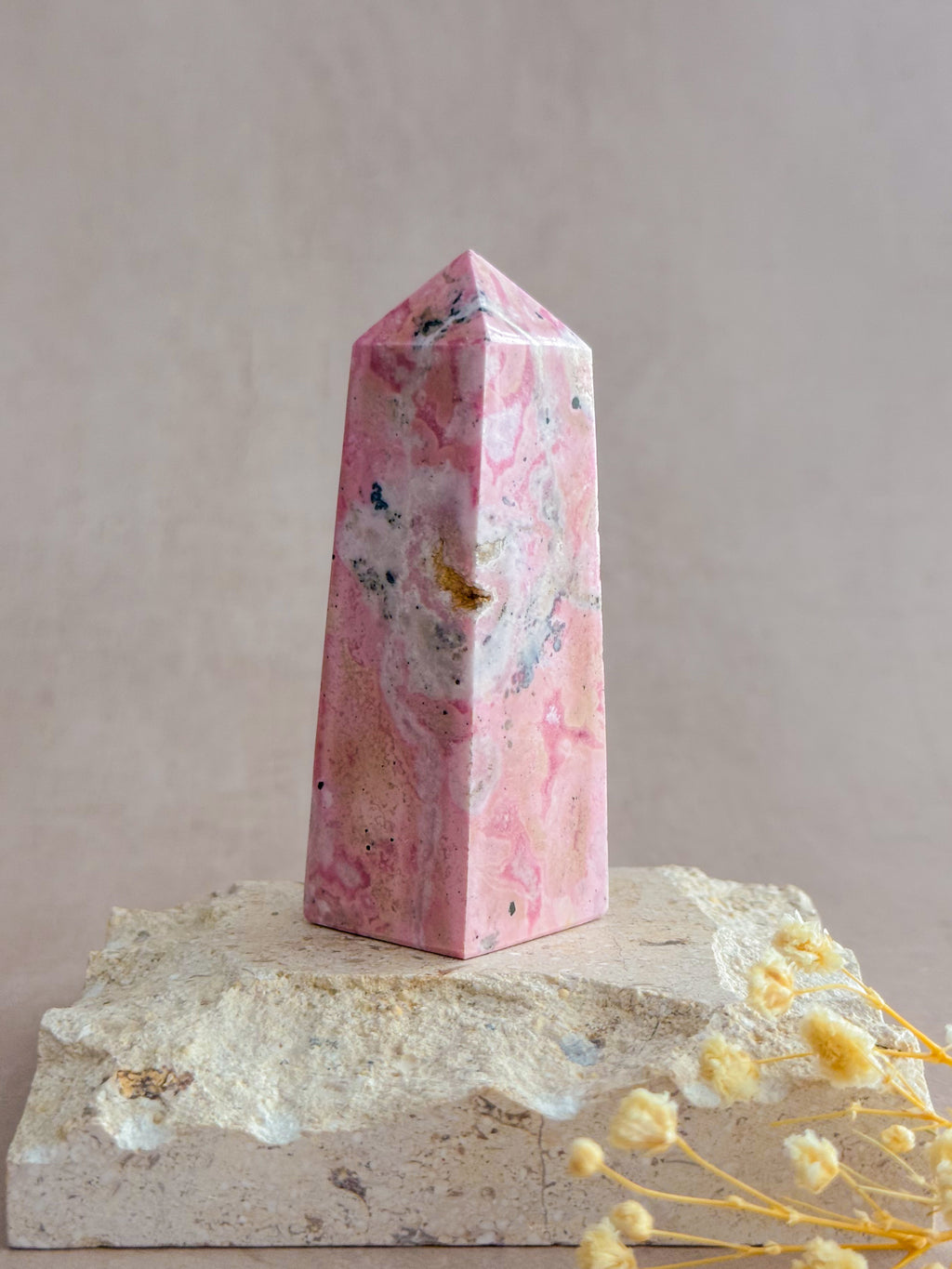 Bubblegum Rhodonite Obelisk | Peru