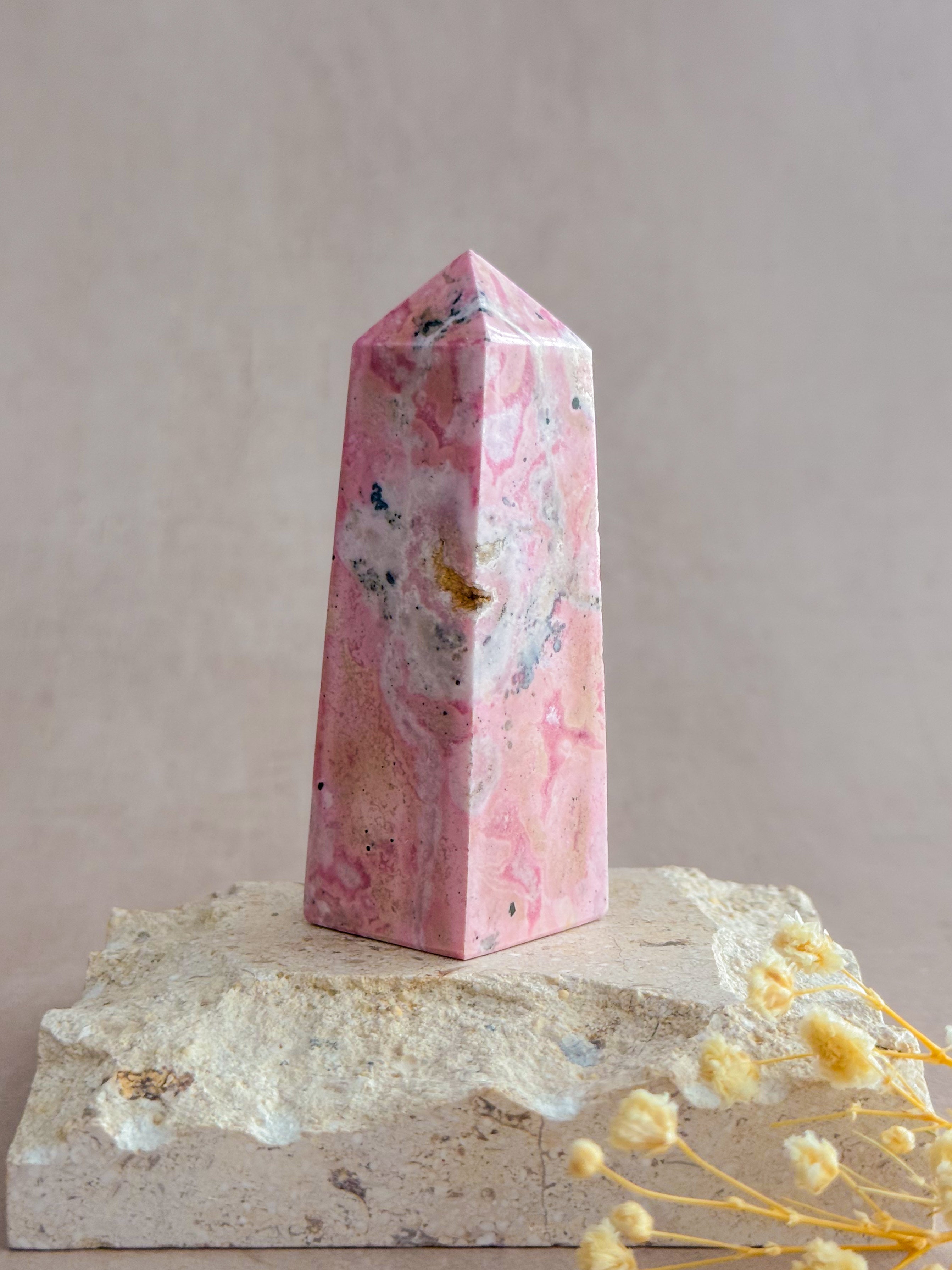 Bubblegum Rhodonite Obelisk | Peru