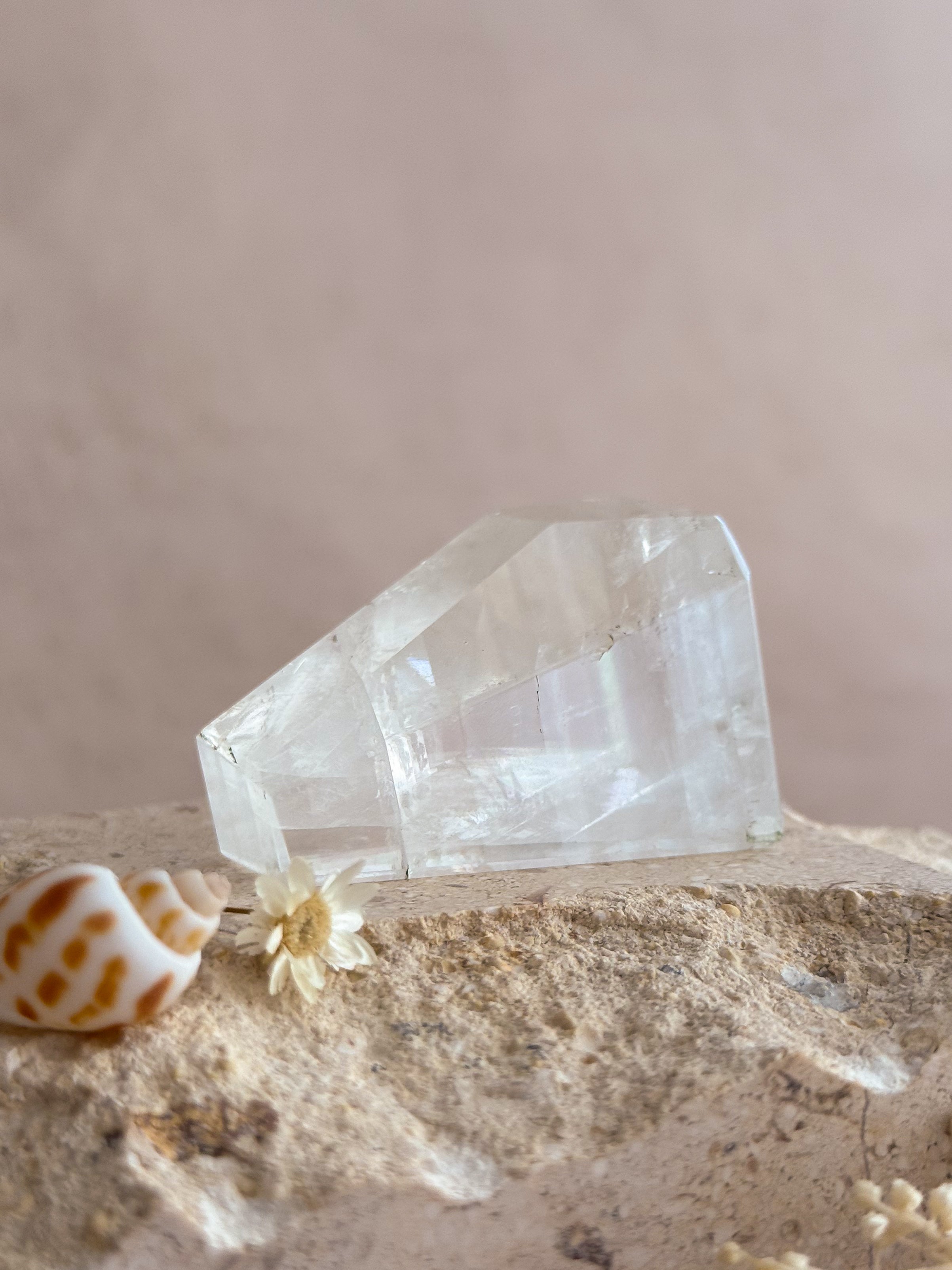 Polished Optical Calcite with Rainbows B | India
