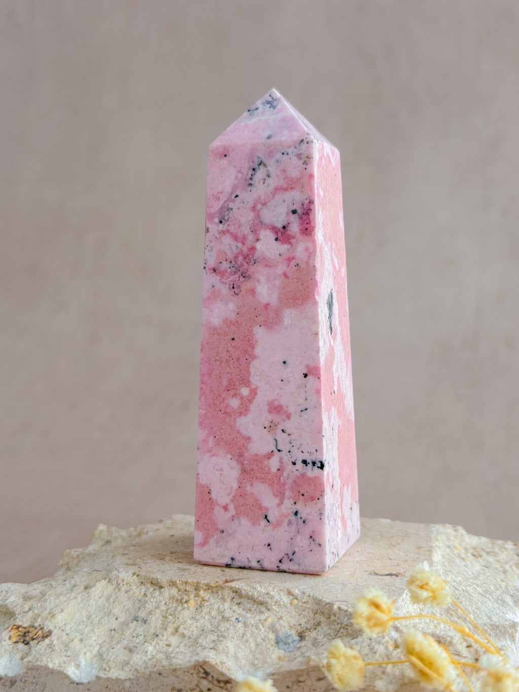 Bubblegum Rhodonite Obelisk | Peru