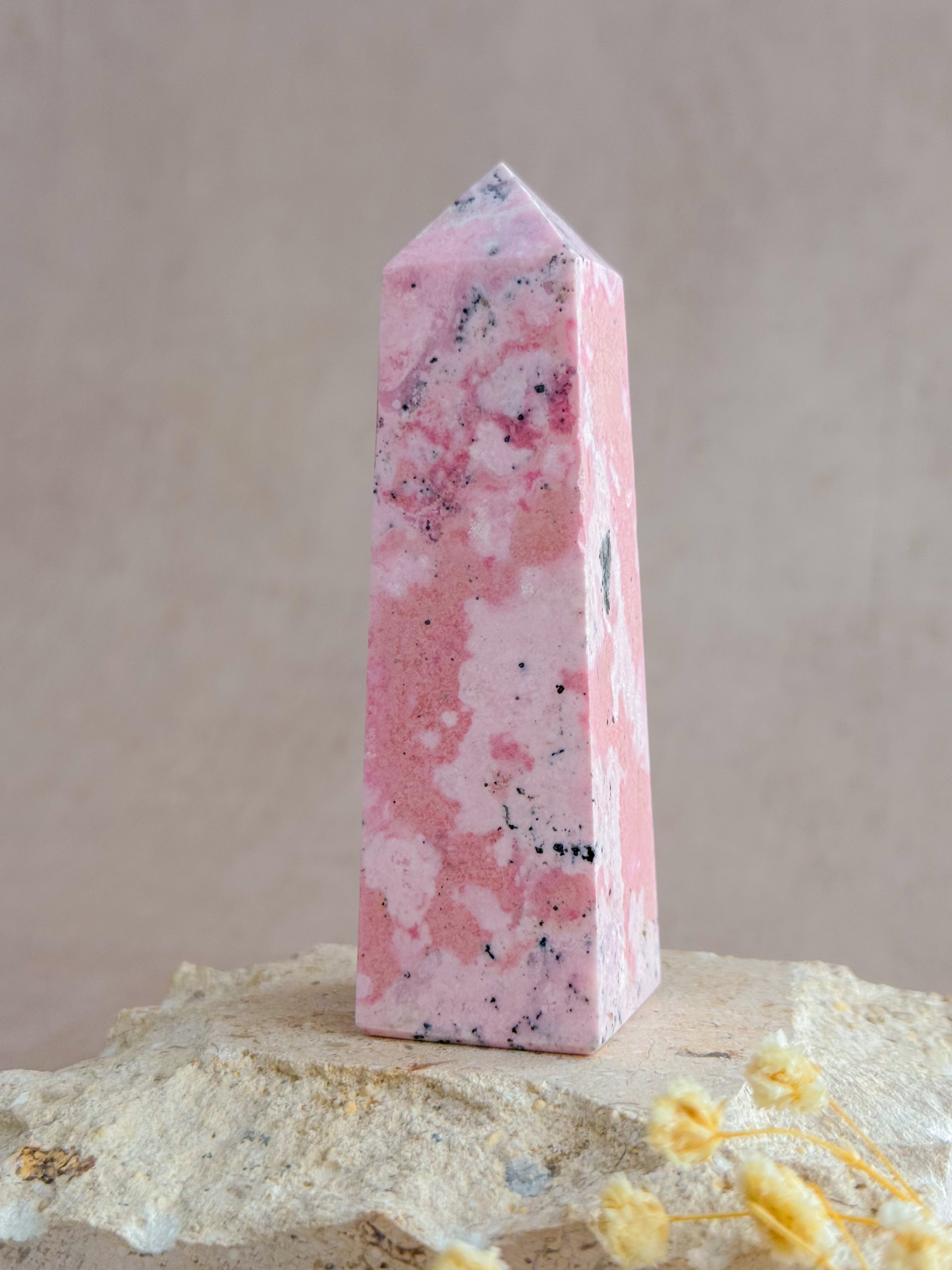 Bubblegum Rhodonite Obelisk | Peru