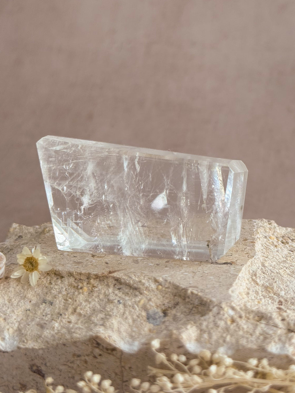 Polished Optical Calcite with Rainbows | India