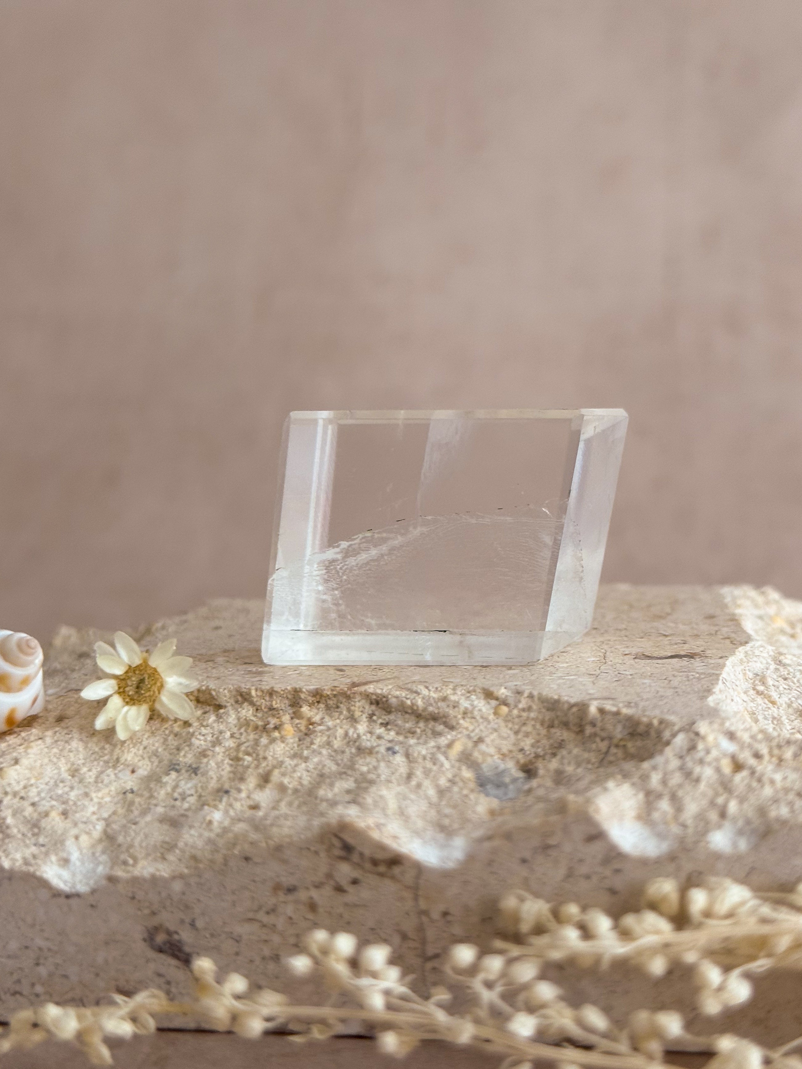Polished Optical Calcite with Rainbows | India